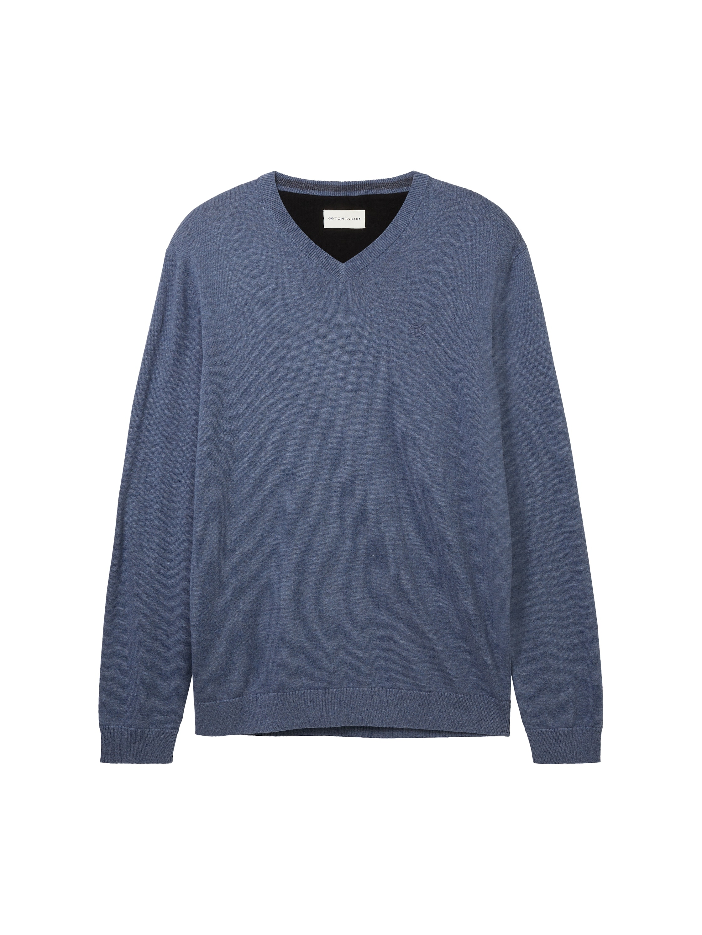 TOM TAILOR V-Ausschnitt-Pullover, mit kleiner Logo-Stickerei
