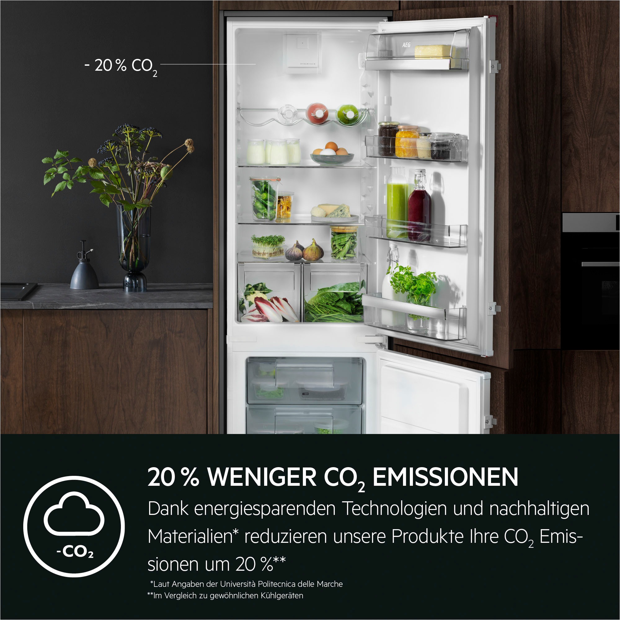 AEG Einbaukühlgefrierkombination Serie 6000 »TSC6N183ES«, 98 L, LowFrost-weniger Eisbildung, Schnellgefrierfunktion, Schlepptür