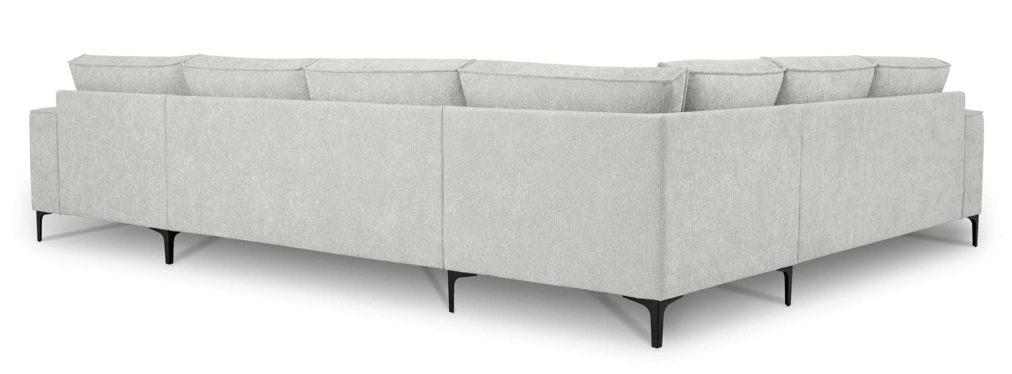 Places of Style Wohnlandschaft »XXL Sofa Oland, Struktur, Flachgewebe, Luxus-Microfaser, Boucle«, U-Form, 342 cm, Wellenunterfederung, Skandi-Design, Metallfüße