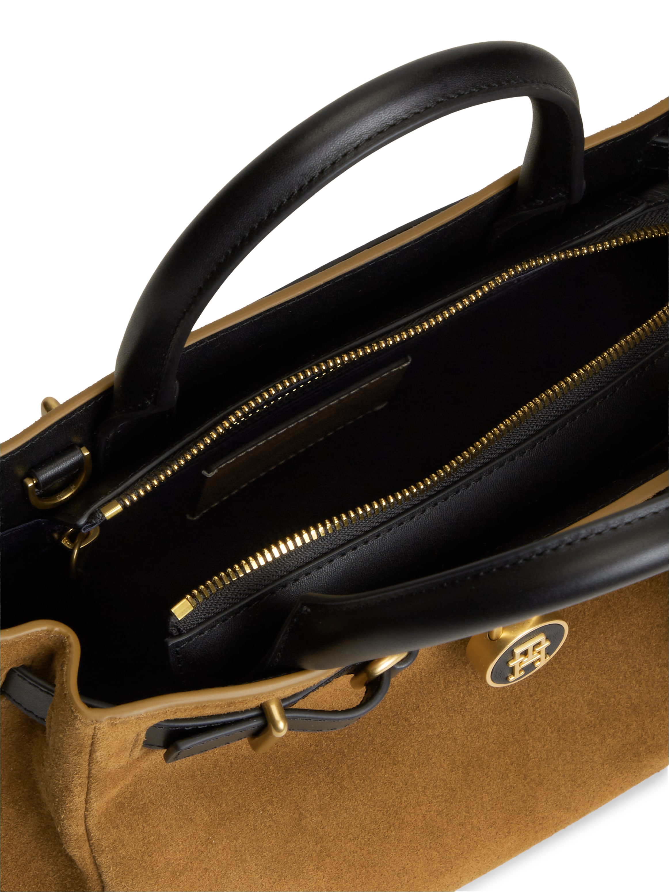 Tommy Hilfiger Handtasche »AMERICAN ICON MINI TOTE SUEDE LE« Damen Schultertasche, Umhängetasche mit TH-Schloss-Schmuckanhgänger