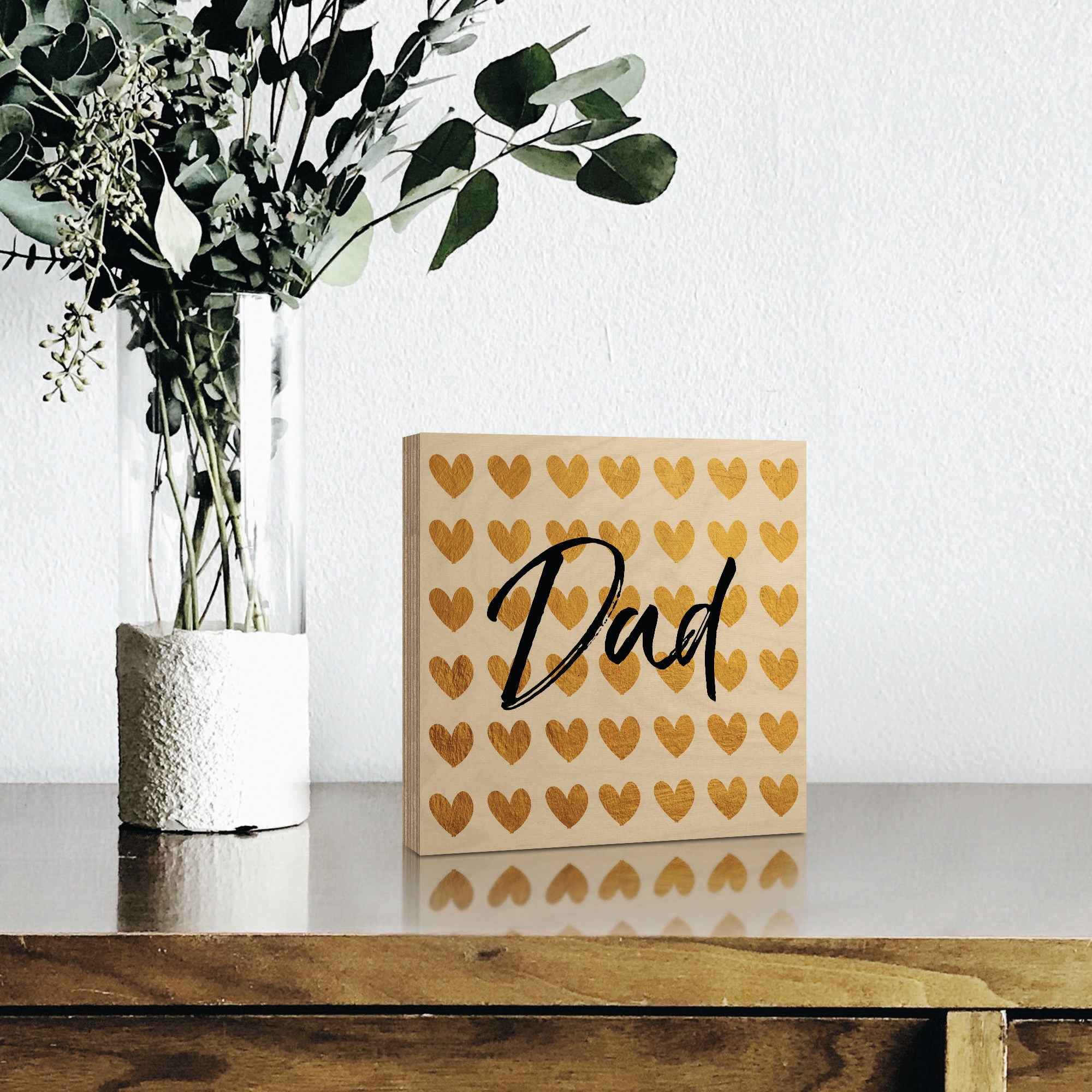 Artland Holzbild »Goldene Herzen für Papa«, Sprüche & Texte, (1 St.)