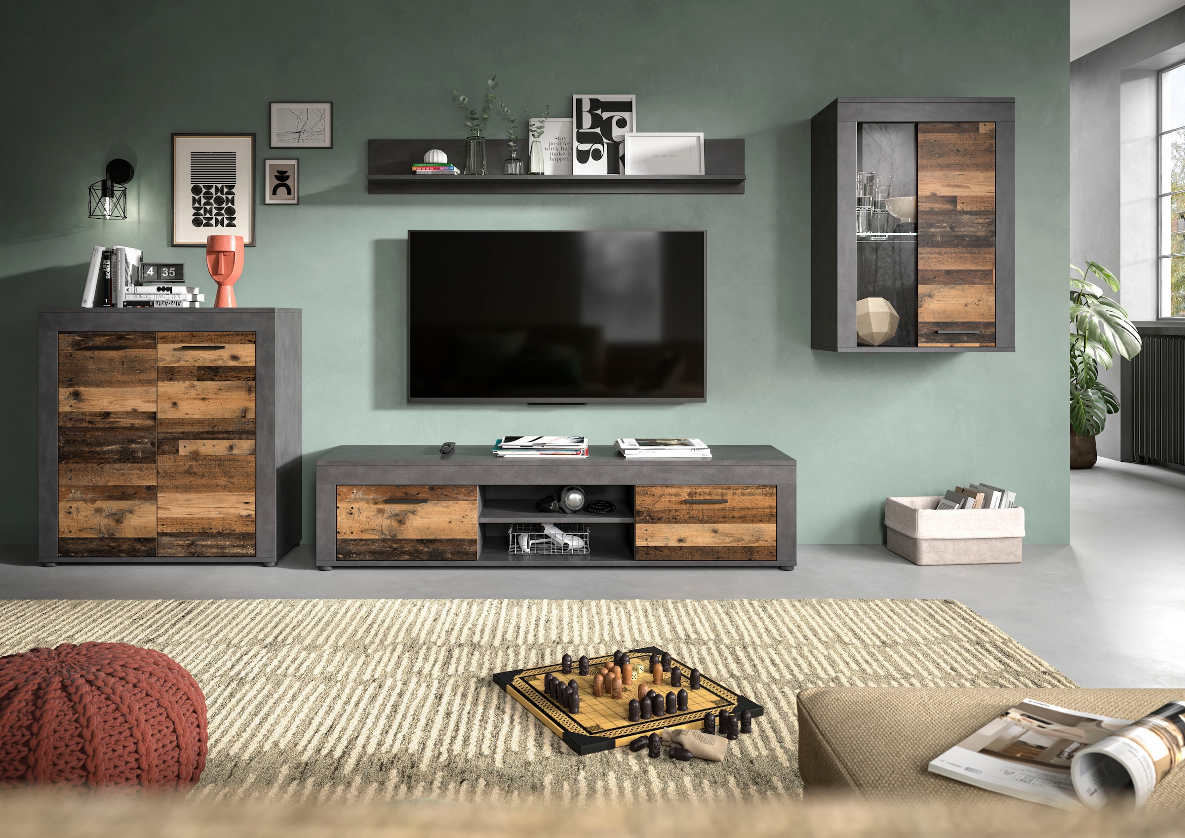 INOSIGN Wohnwand »Aosta, 4-tlg., best. aus: Highboard, Lowboard, Wandboard günstig online kaufen