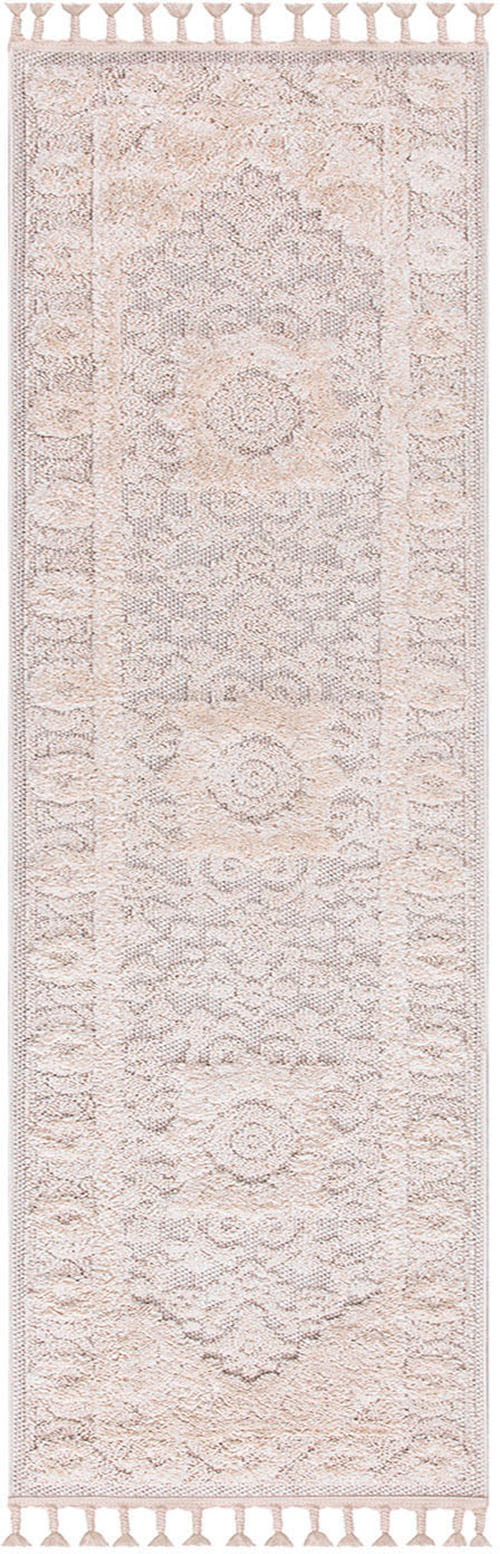 my home Hochflor-Teppich »Bjelle«, rechteckig, 20 mm Höhe, Läufer, Boho-Stil, Ornamente, Hoch Tief Struktur, mit Fransen