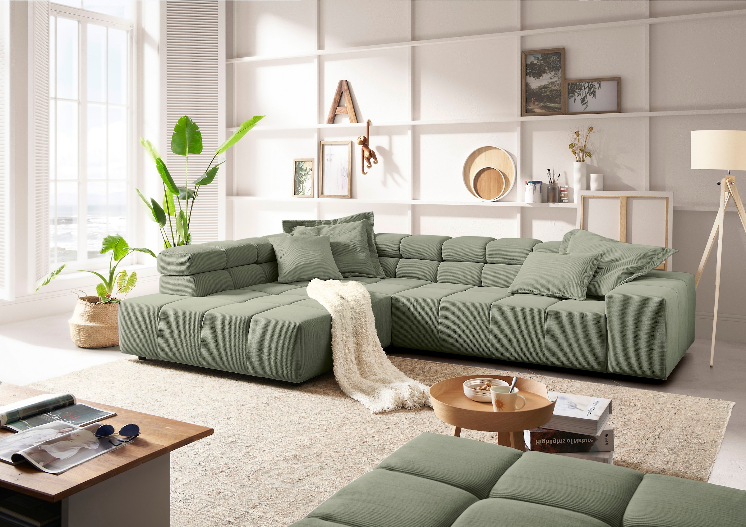 INOSIGN Ecksofa »Ancona incl. Kopfteilverstellung, OTTOs Choice, Breite 319cm, L-Form«, wahlweise motorische Sitztiefenverstellung, auch in Cord + Easy Care