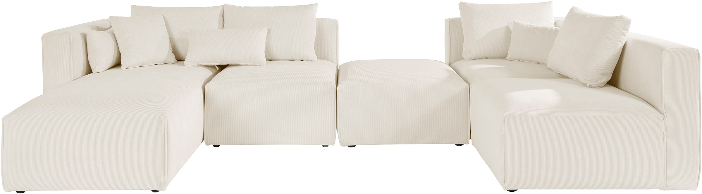 Home affaire Wohnlandschaft »Comfine U-Form«, zusammengesetzt aus Modulen, in 3 Stoffen und vielen Farben