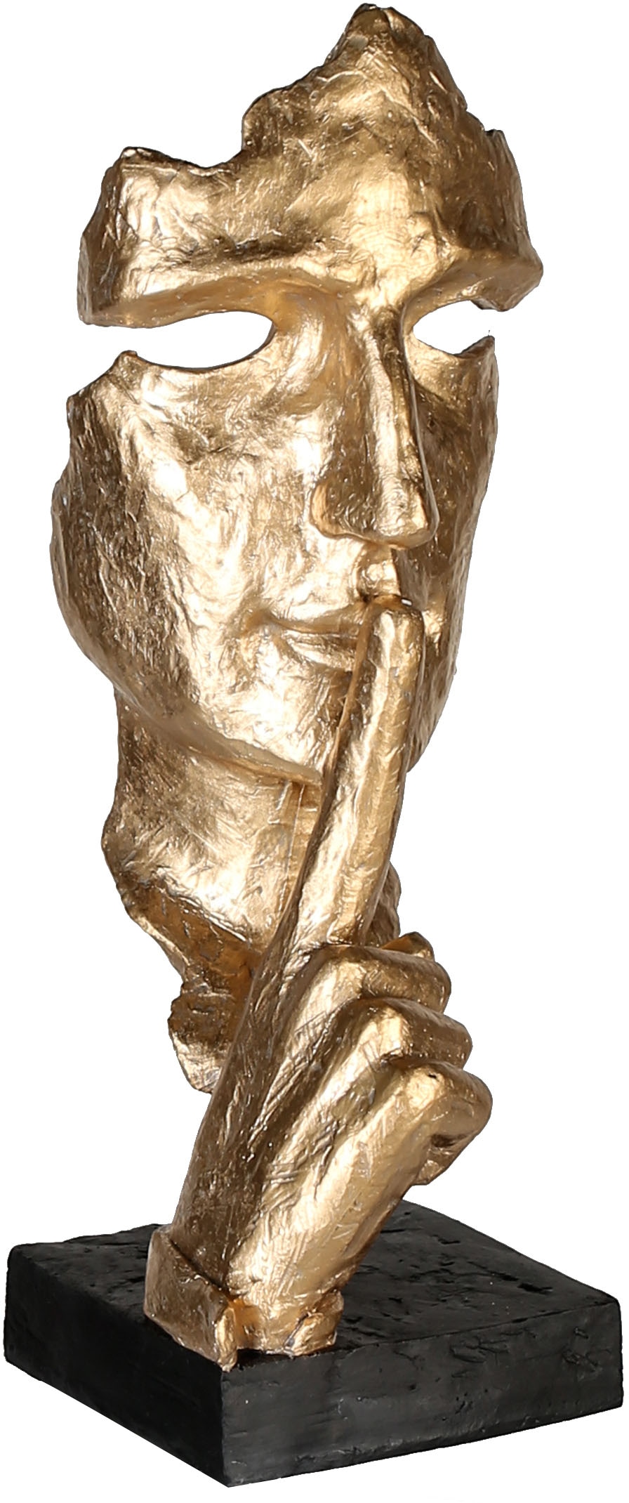 Casablanca by Gilde Dekofigur »Skulptur Silence, gold/schwarz«, Dekoobjekt,  Höhe 39 cm, mit Spruchanhänger, Wohnzimmer auf Rechnung kaufen