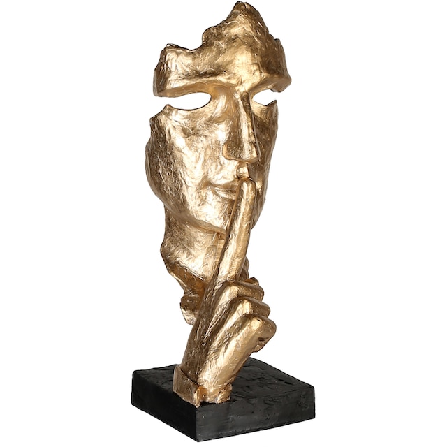 Casablanca by Gilde Dekofigur »Skulptur Silence, gold/schwarz«, Dekoobjekt,  Höhe 39 cm, mit Spruchanhänger, Wohnzimmer auf Rechnung kaufen