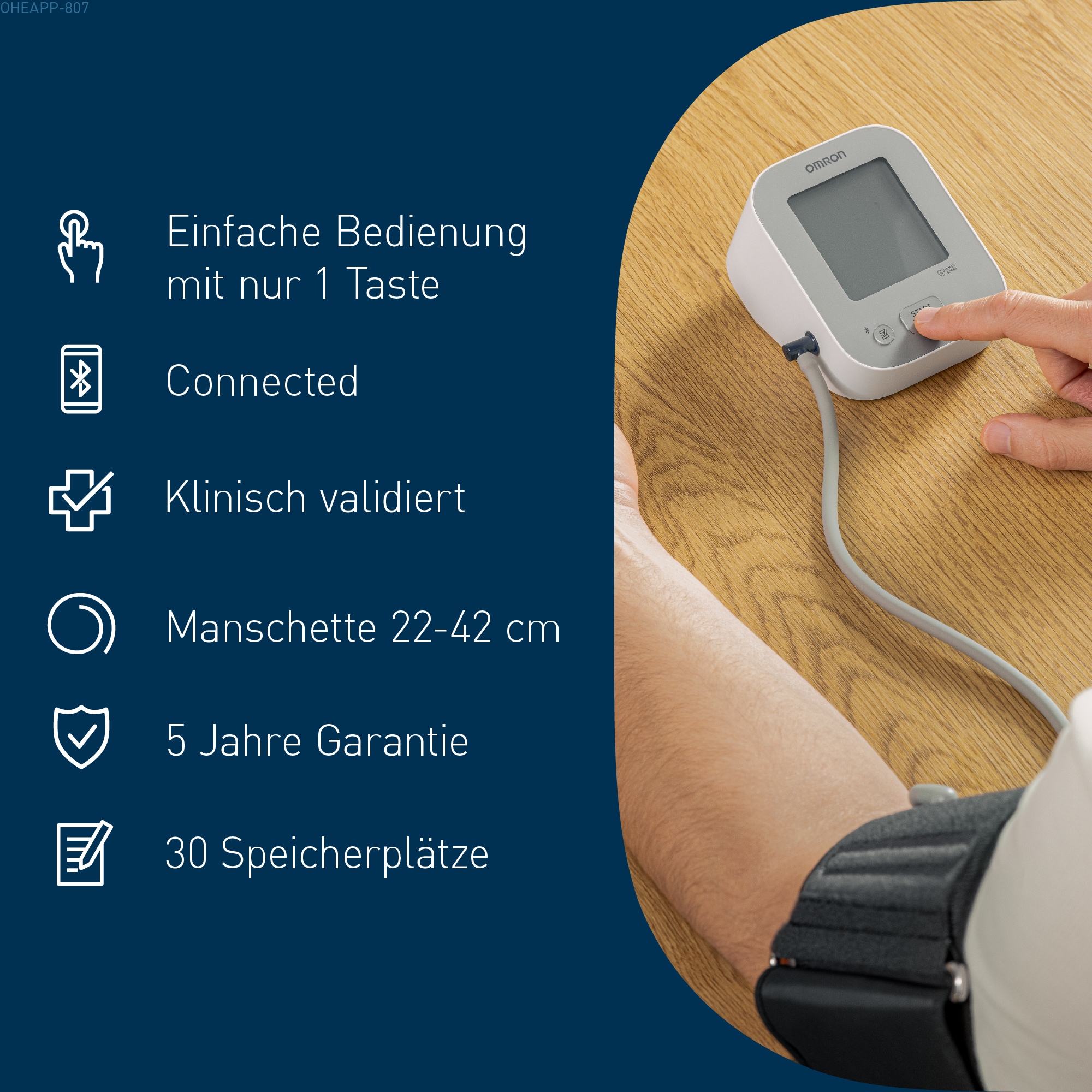 Omron Oberarm-Blutdruckmessgerät »X2+ Connect, Universalmanschette (22-42 cm), mit kostenloser App« Erkennt unregelmäßige Herzschläge, präzise, einfache Anwendung