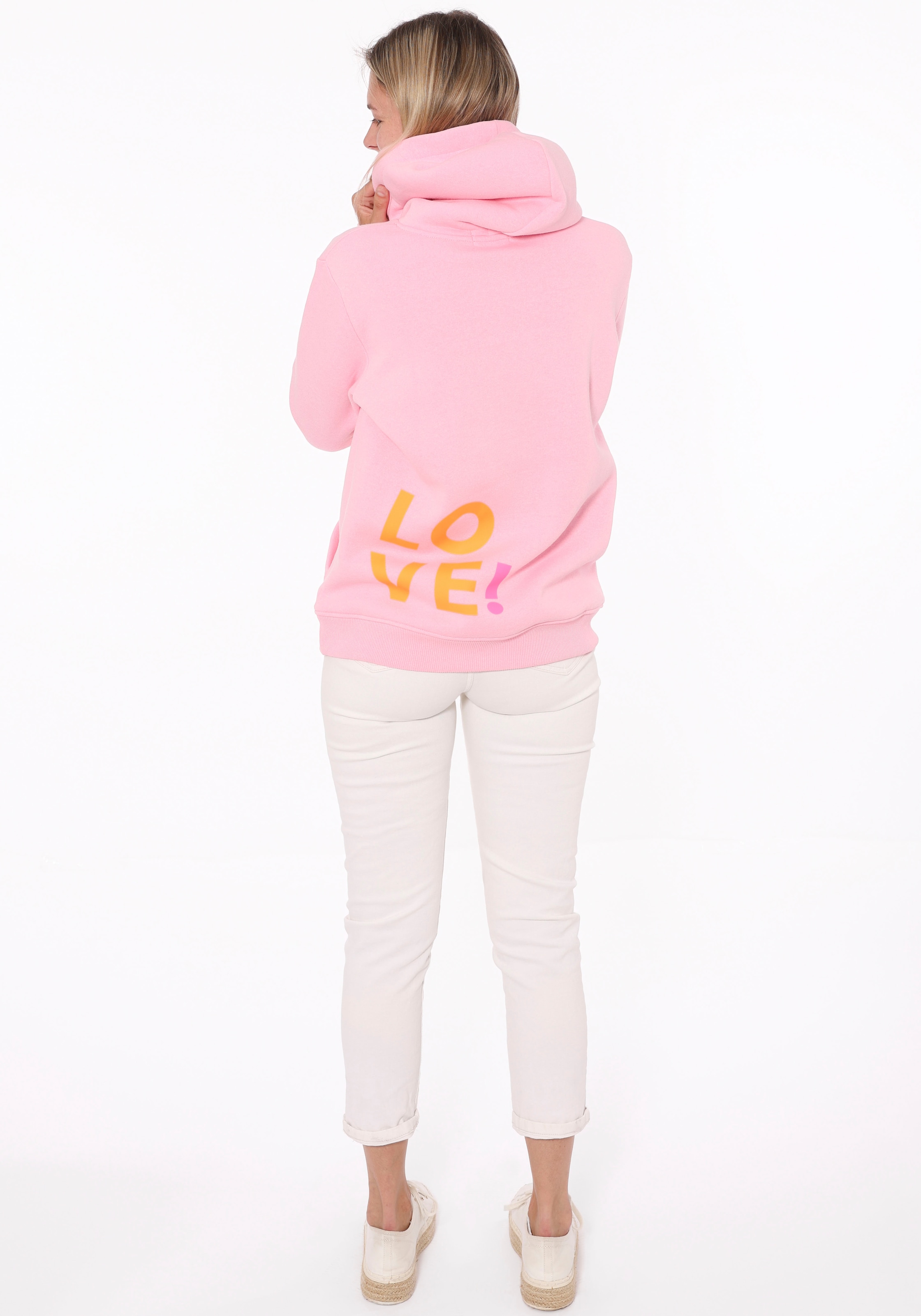 Zwillingsherz Kapuzensweatshirt, mit "Love"-Aufdruck und gesticktem Herz am Ärmel