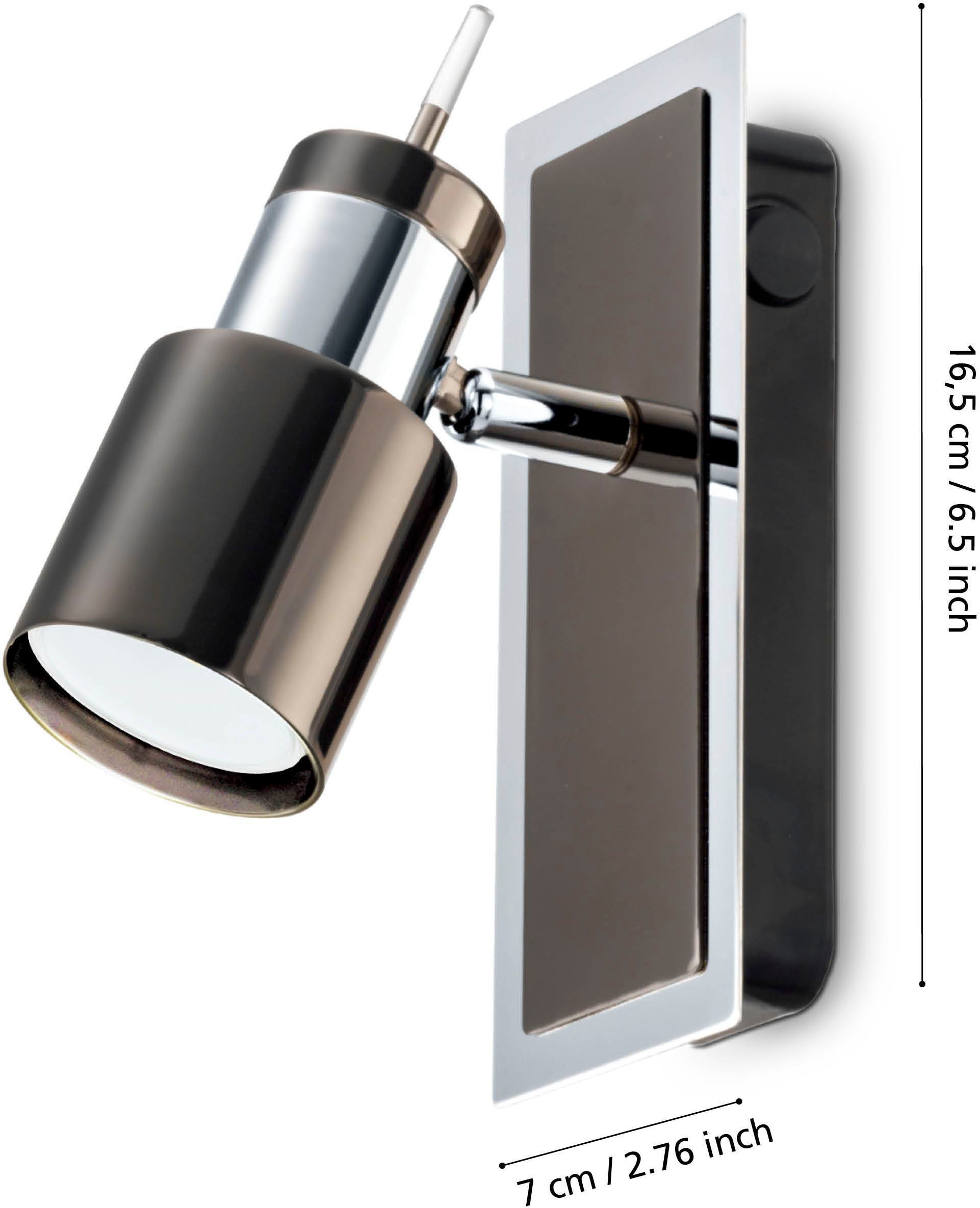 EGLO Deckenleuchte »Davida 1 Deckenlampe, Deckenspot aus Metall, Wohnzimmerlampe, GU10« GU10 1 Stk. Spot - L16,5 x B7 cm - nickel-nero - 1X4,6W inkl.