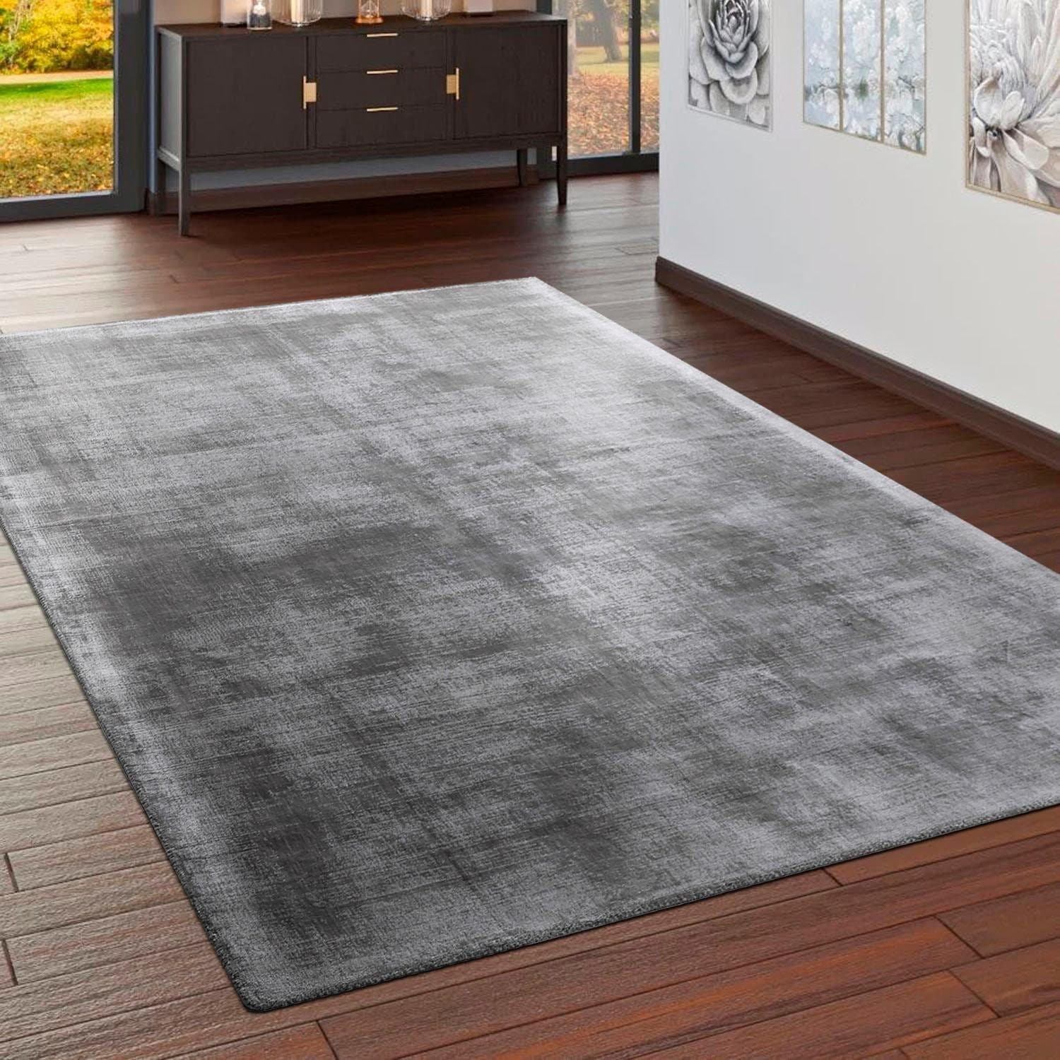Paco Home Teppich »Glori 330«, rechteckig, 9 mm Höhe, Handweb, Kurzflor, 100% Viskose, handgewebt, mit leichtem Schimmer