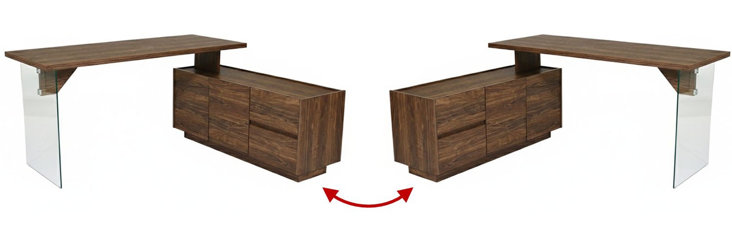 Jahnke Eckschreibtisch »LUX C 160 E« Eckschreibtisch, wechselseitig montierbar, Glas, 2 Fächer+2Schubladen