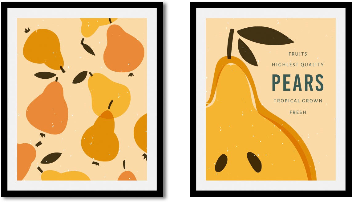 queence Bild »Set Pears«, Obst-Obst Bilder-Schriftzüge-Schriftzug-Essen-Leb günstig online kaufen