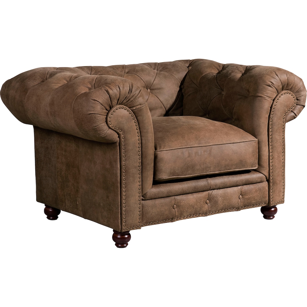 Max Winzer® Chesterfield-Sessel »Old England«, Ledersessel mit Knopfheftung & Ziernägeln