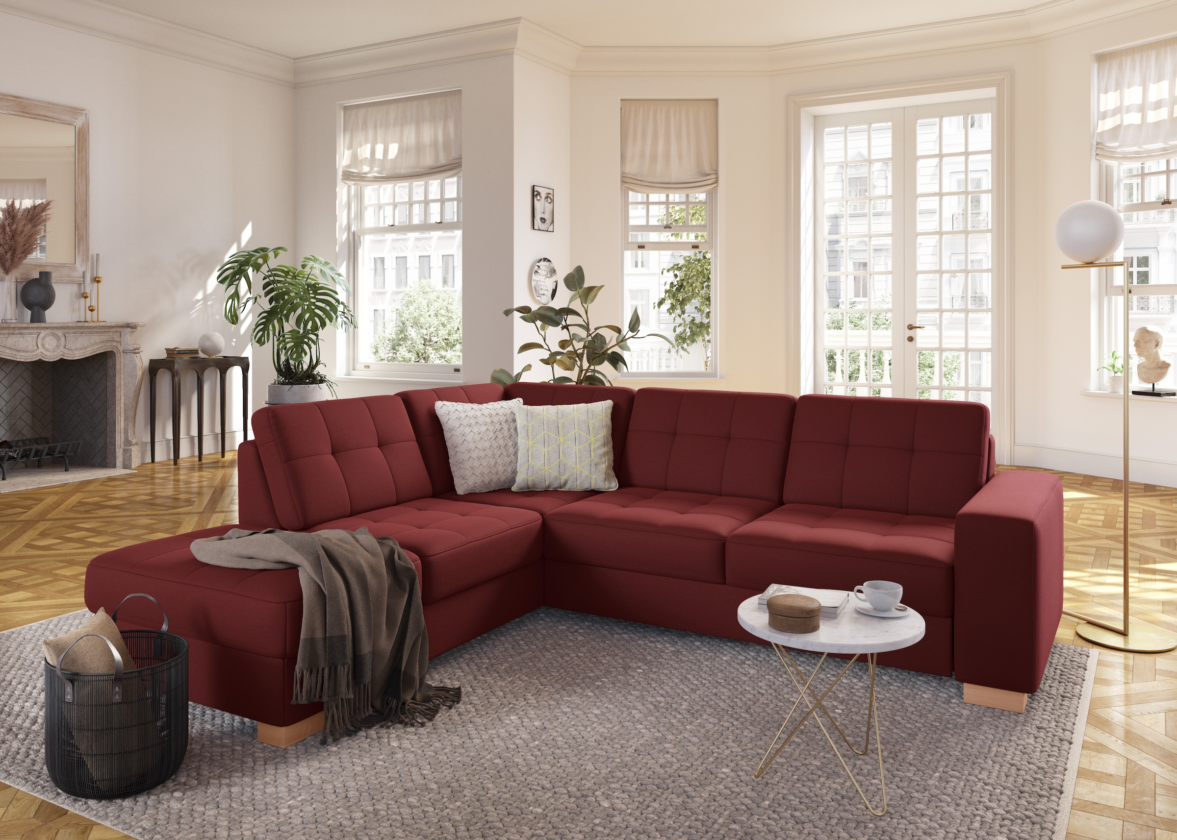 sit&more Ecksofa »Quincy L-Form«, wahlweise mit Bettfunktion und Bettkasten