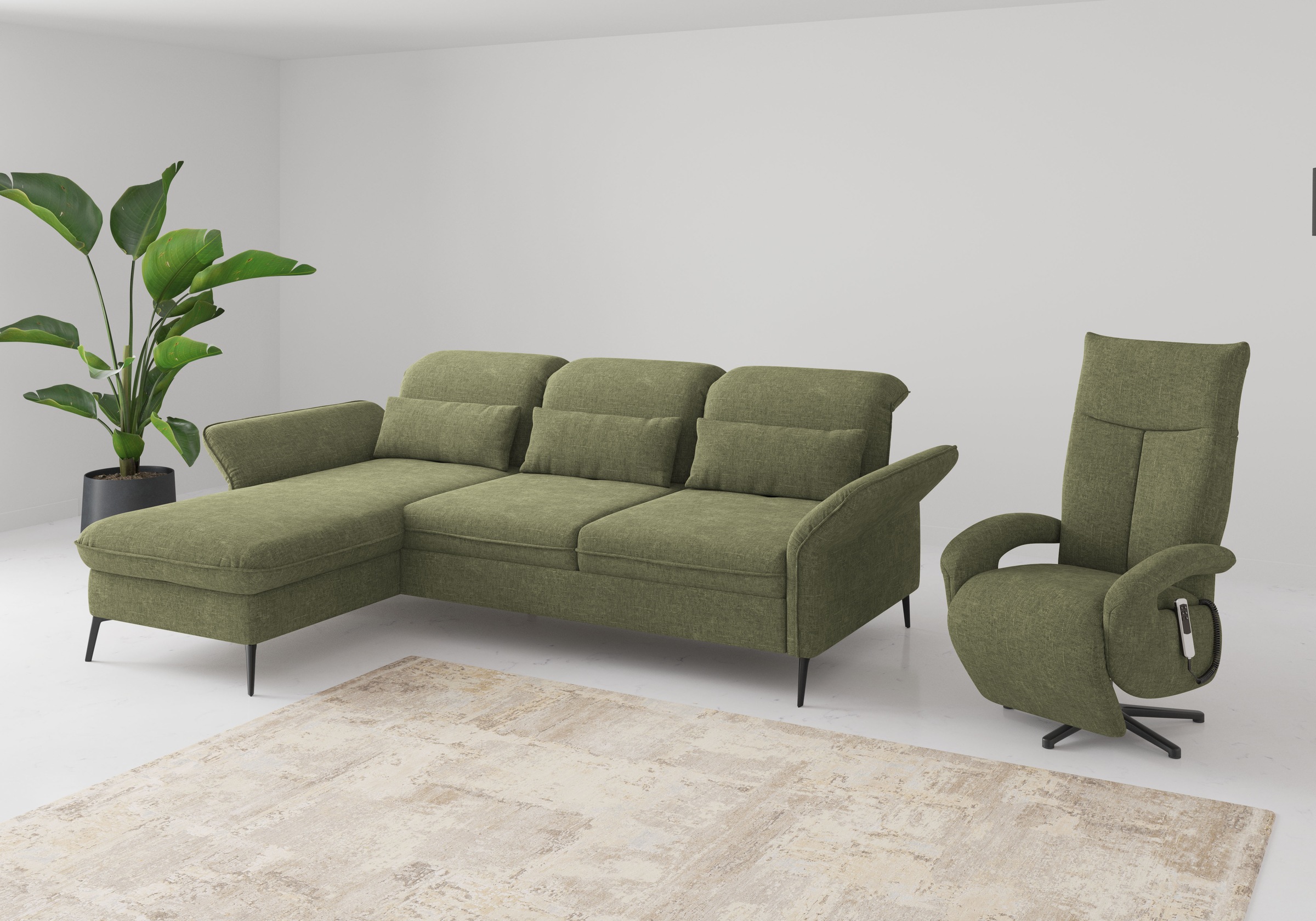 sit&more Ecksofa »Emely, inkl. Sitztiefenverstellung«, wahlweise mit Bettfunktion,Bettkasten,Kopf- & Armteilverstellung