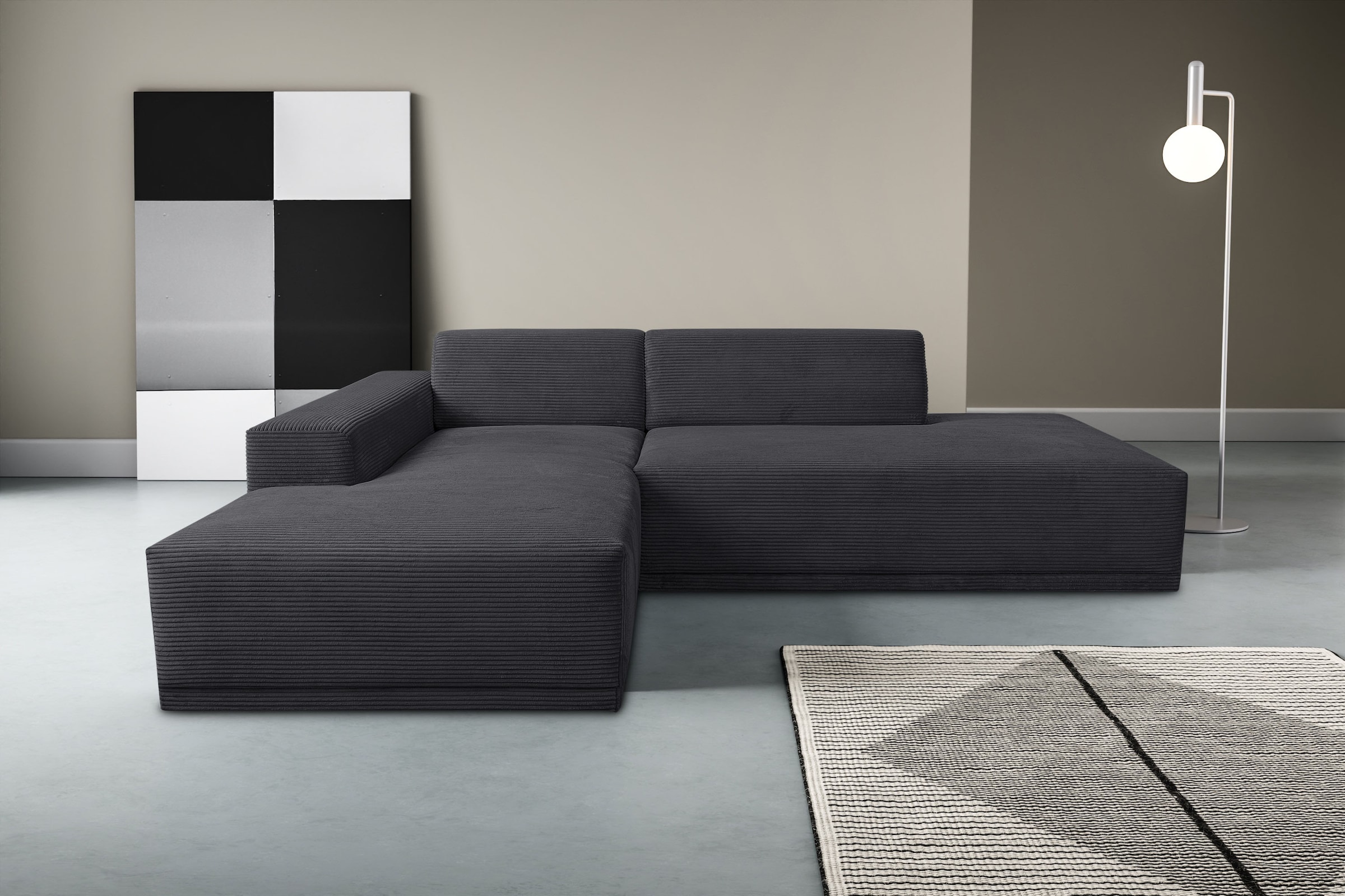 WERK2 Ecksofa »Apollo, hoher Sitzkomfort, aktuelles Design, Breite 264cm, L günstig online kaufen