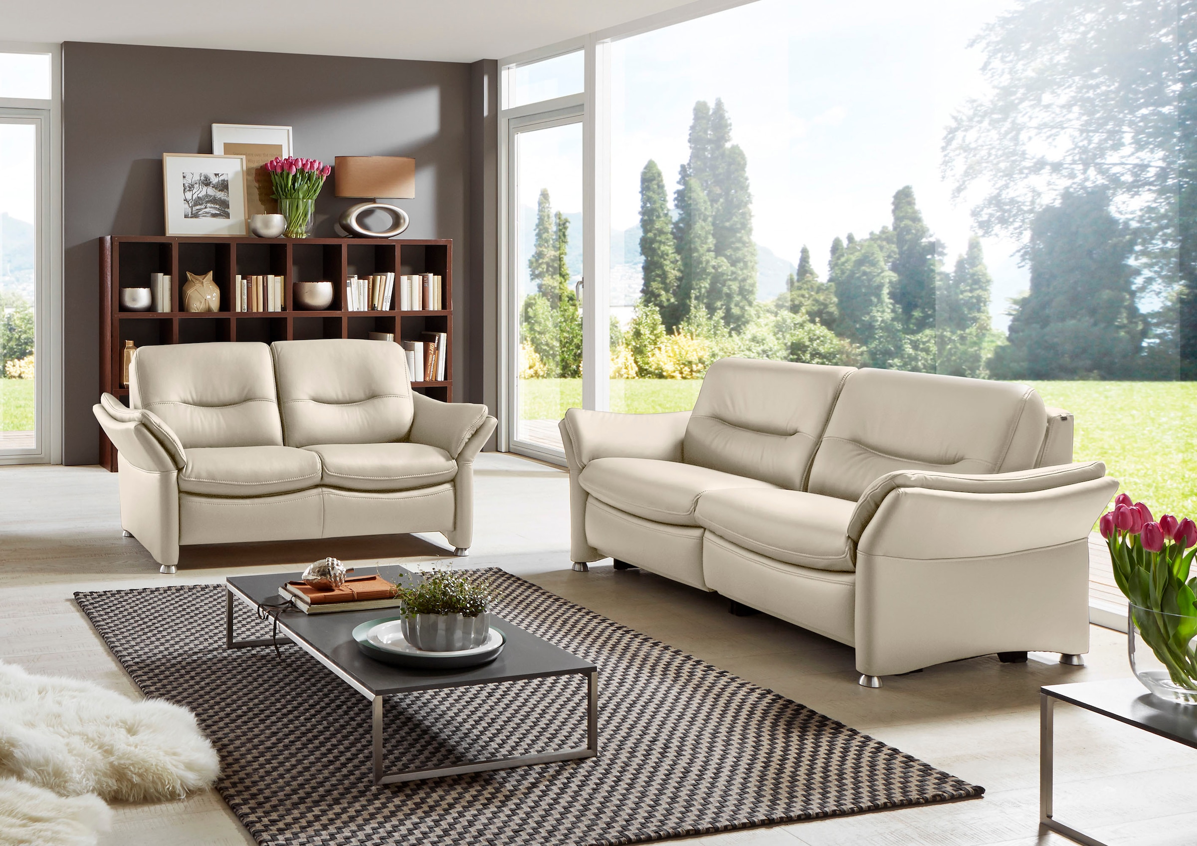 HUKLA 2,5-Sitzer »HU-SF15058 Ledersofa, Breite 194 cm«, aus Leder, optional Kopfstütze u. WallAway-Funktion