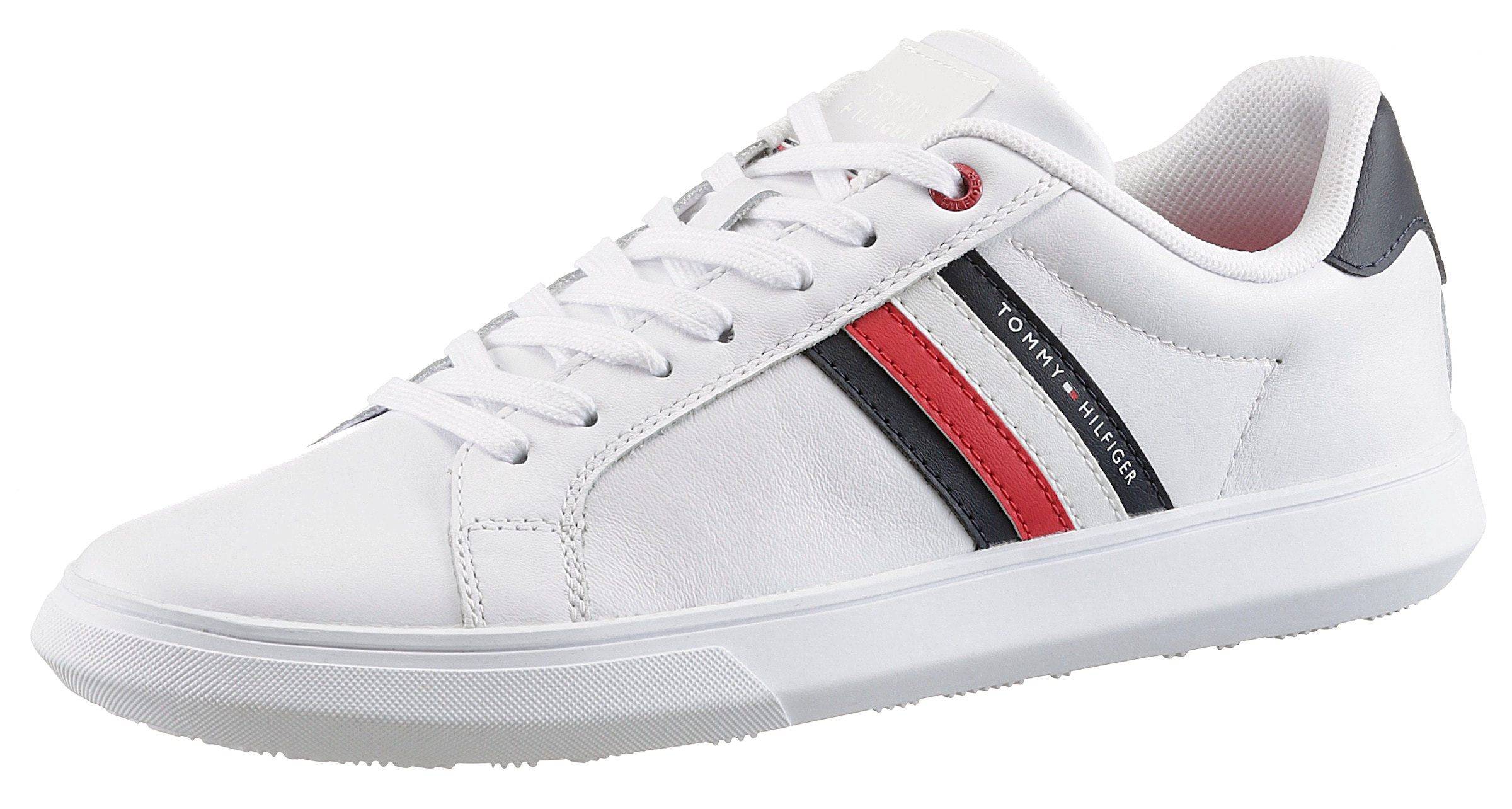 Tommy Hilfiger Sneaker »ESSENTIAL LEATHER CUPSOLE«, mit typischen Streifen, Freizeitschuh, Halbschuh, Schnürschuh