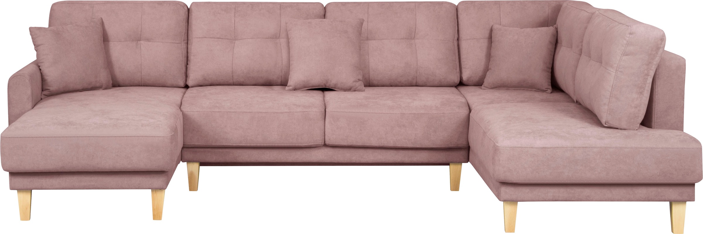 Home affaire Wohnlandschaft »TRIPLO U-Form wahlweise mit Schlaffunktion, B/T/H: 310/192/90 cm«, Schlafsofa, auch mit Bettkasten, Steppung im Rückenkissen