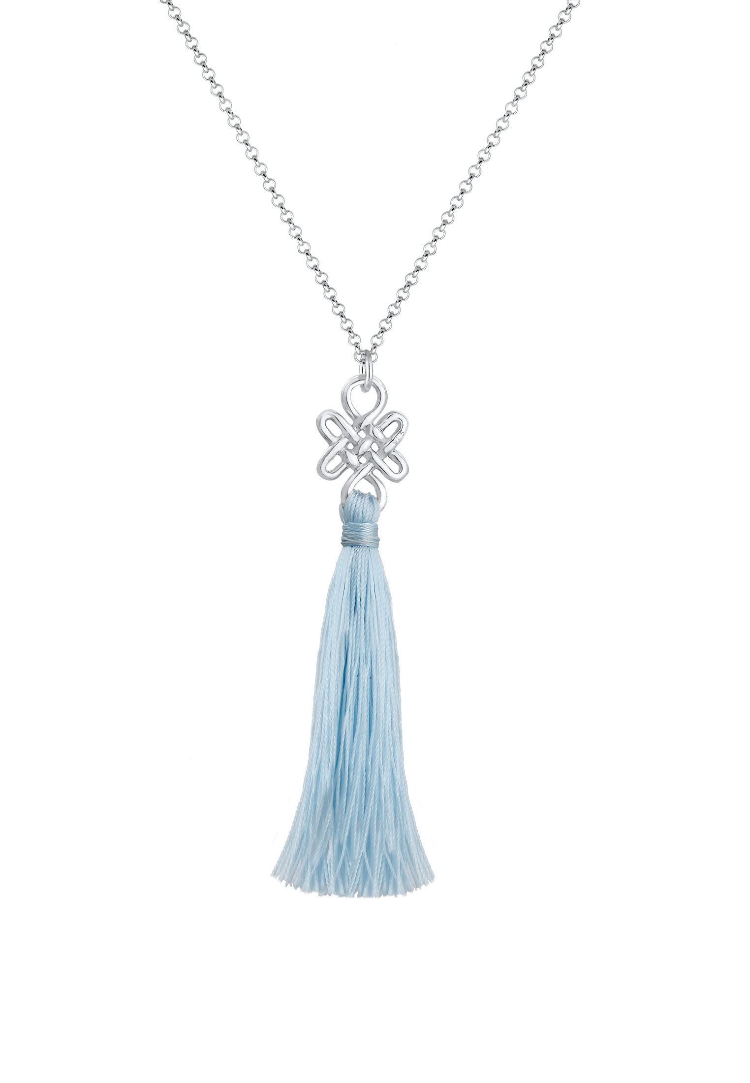 Elli Kette mit Anhänger »Tassel Blau Boho Hippie Festival Knoten 925 Silber«