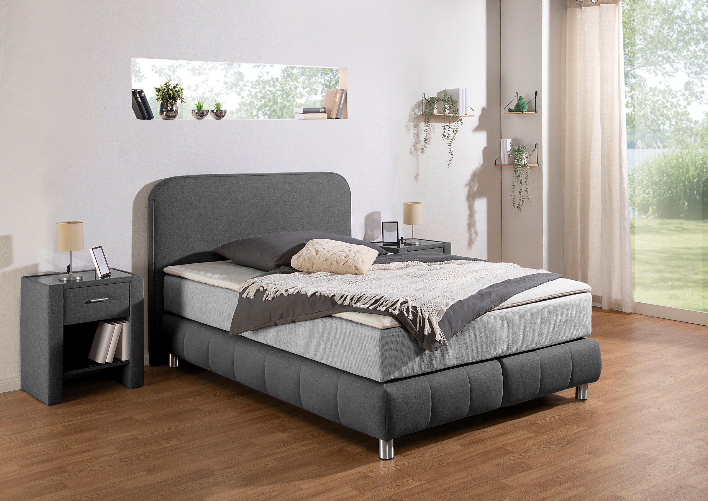 Home affaire Boxspringbett »Cesson, in verschiedenen Breiten«, inkl. Topper günstig online kaufen