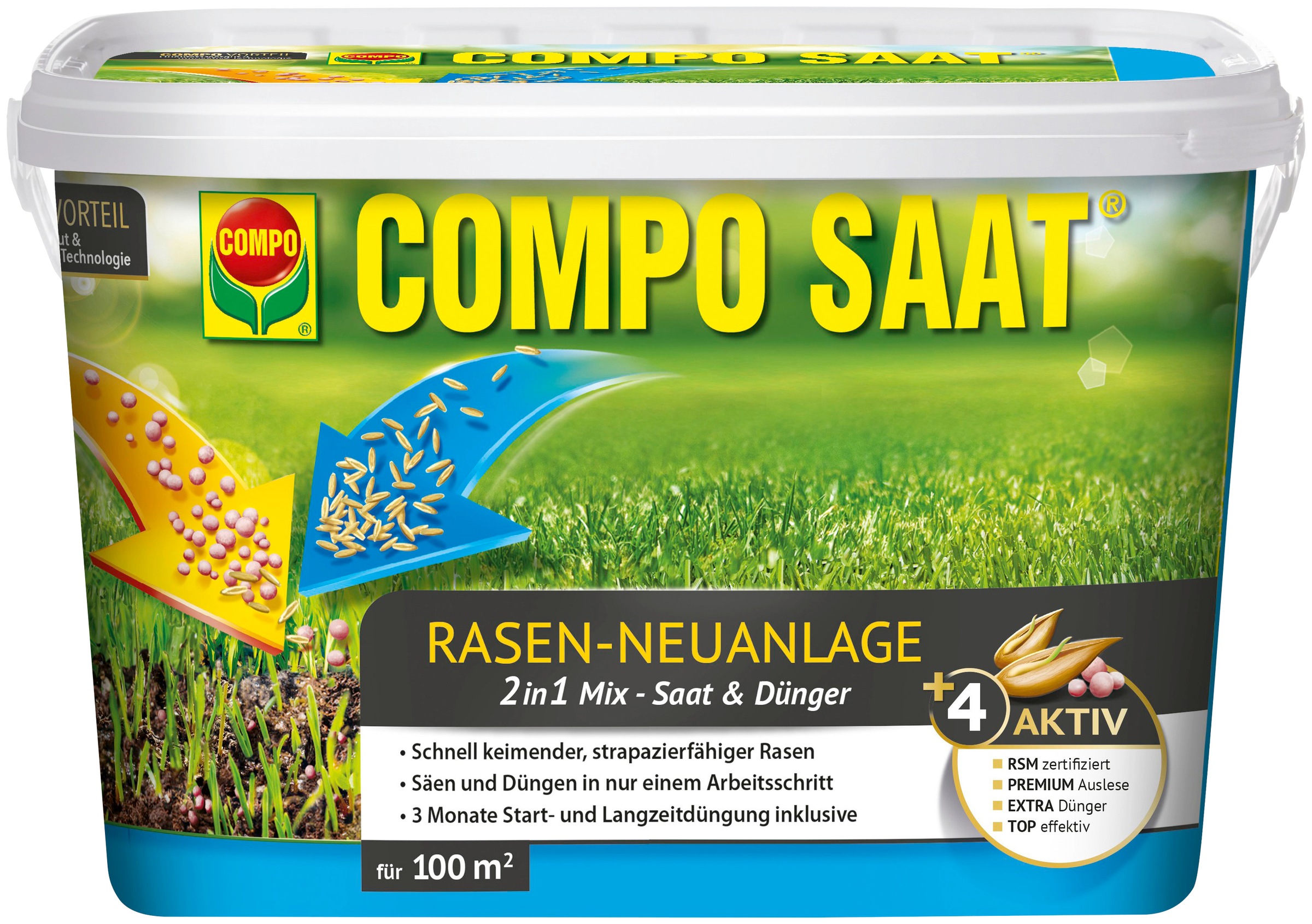 Compo Rasensamen »RasenNeuanlageMix«, Samen & Dünger, 2,2 kg, für 100 m²