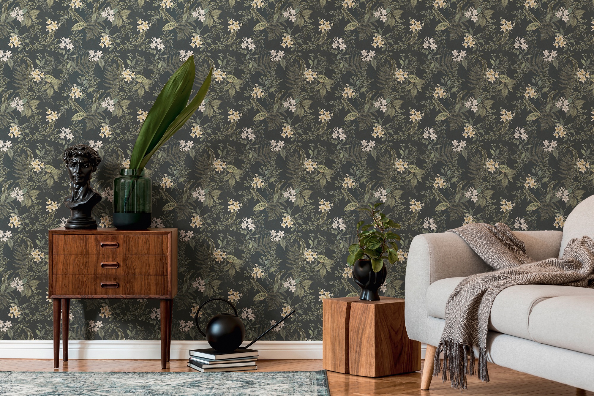 living walls Vliestapete »Drawn Into Nature Pflanzen-Tapete Mustertapete Floral Natur«, matt, Vliestapete Blätter für Schlafzimmer Küche Wohnzimmer Pflanzen Design