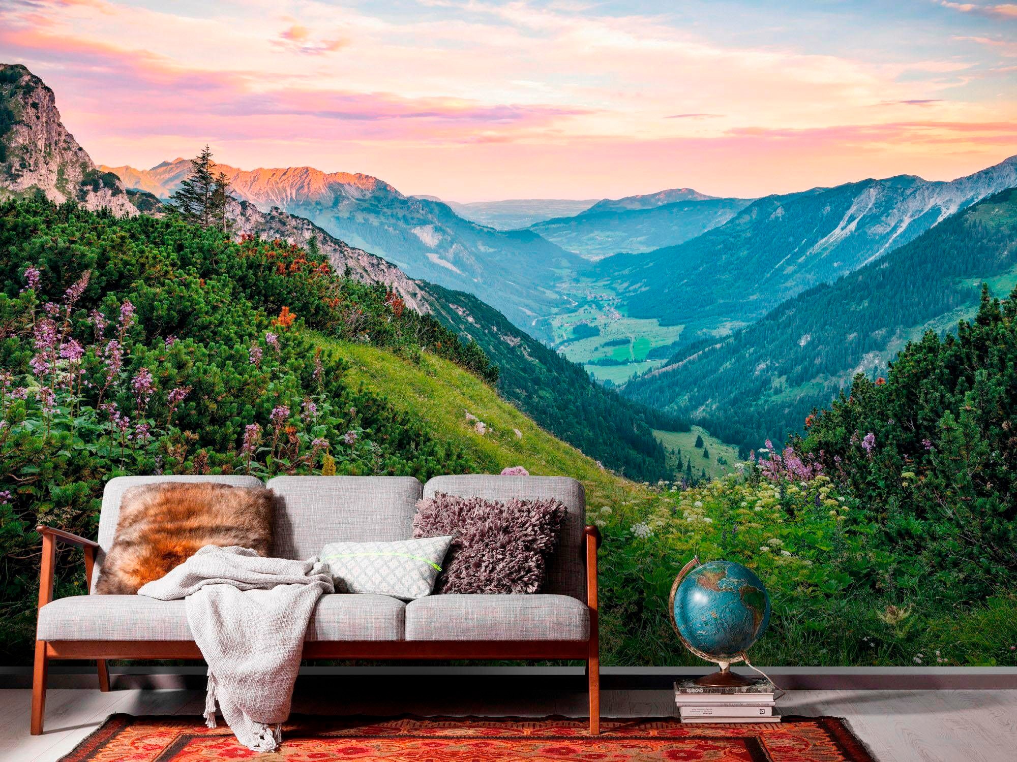 Komar Vliestapete »Digitaldruck Vlies - Alps - Größe 400 x 250 cm«, bedruckt, Wohnzimmer, Schlafzimmer