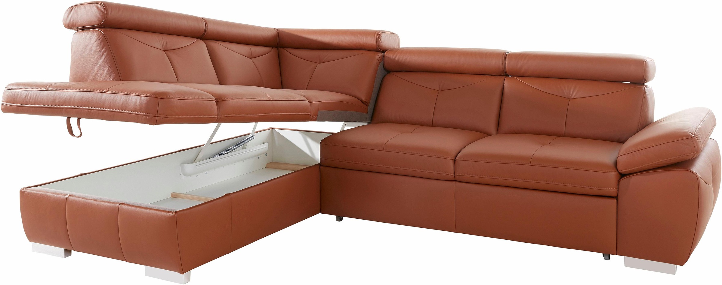exxpo - sofa fashion Ecksofa »Spring, super bequem und komfortabel mit Armteil- und Kopfteilfunktion«, wahlweise mit Bettfunktion und Bettkasten, L-Form
