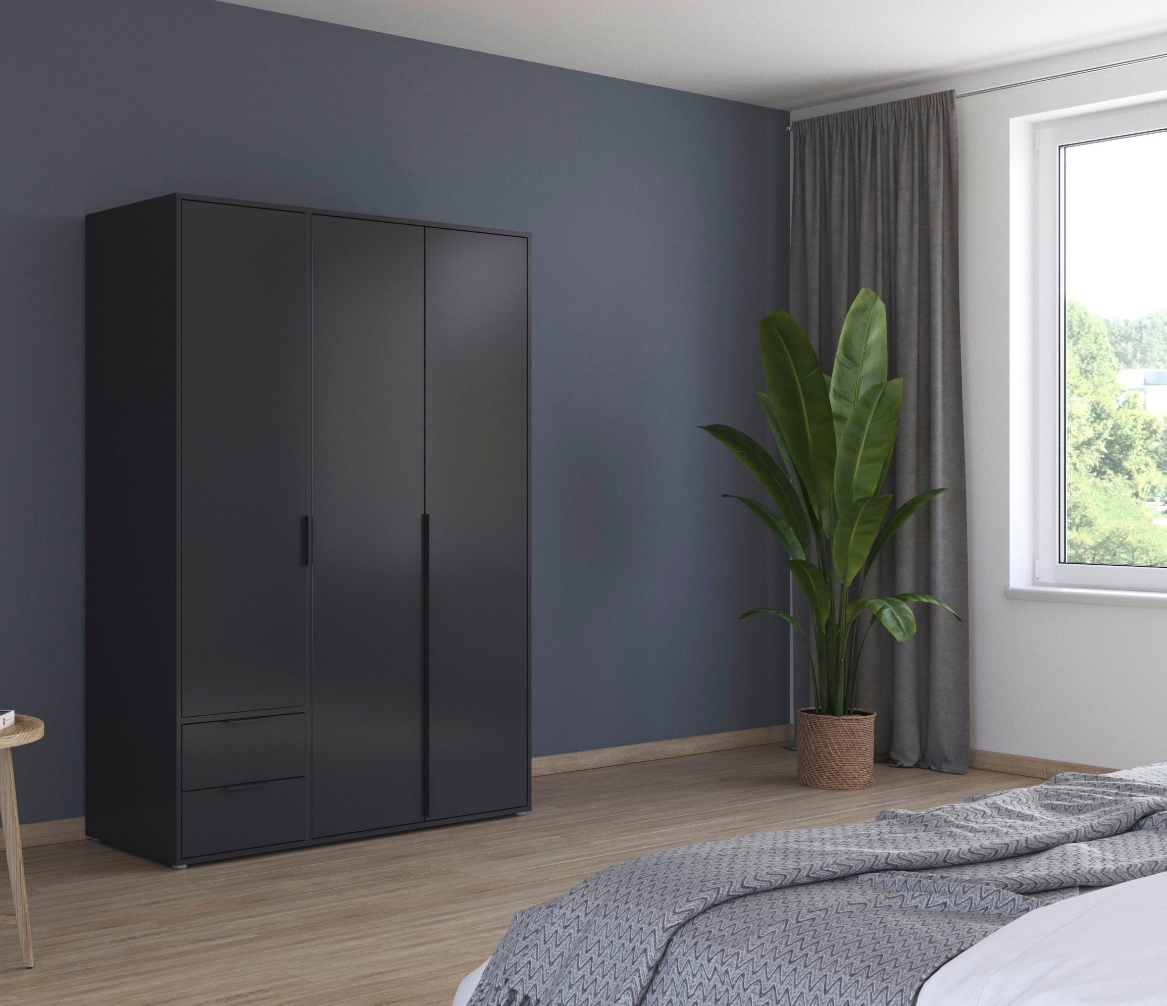 rauch Drehtürenschrank »Kleiderschrank Schrank Garderobe Wäscheschrank NAGATA viel Stauraum«, (in 3 verschiedenen Ausstattungen BASIC/CLASSIC/PREMIUM), mit Schubladen sowie Stangengriffen TOPSELLER MADE IN GERMANY