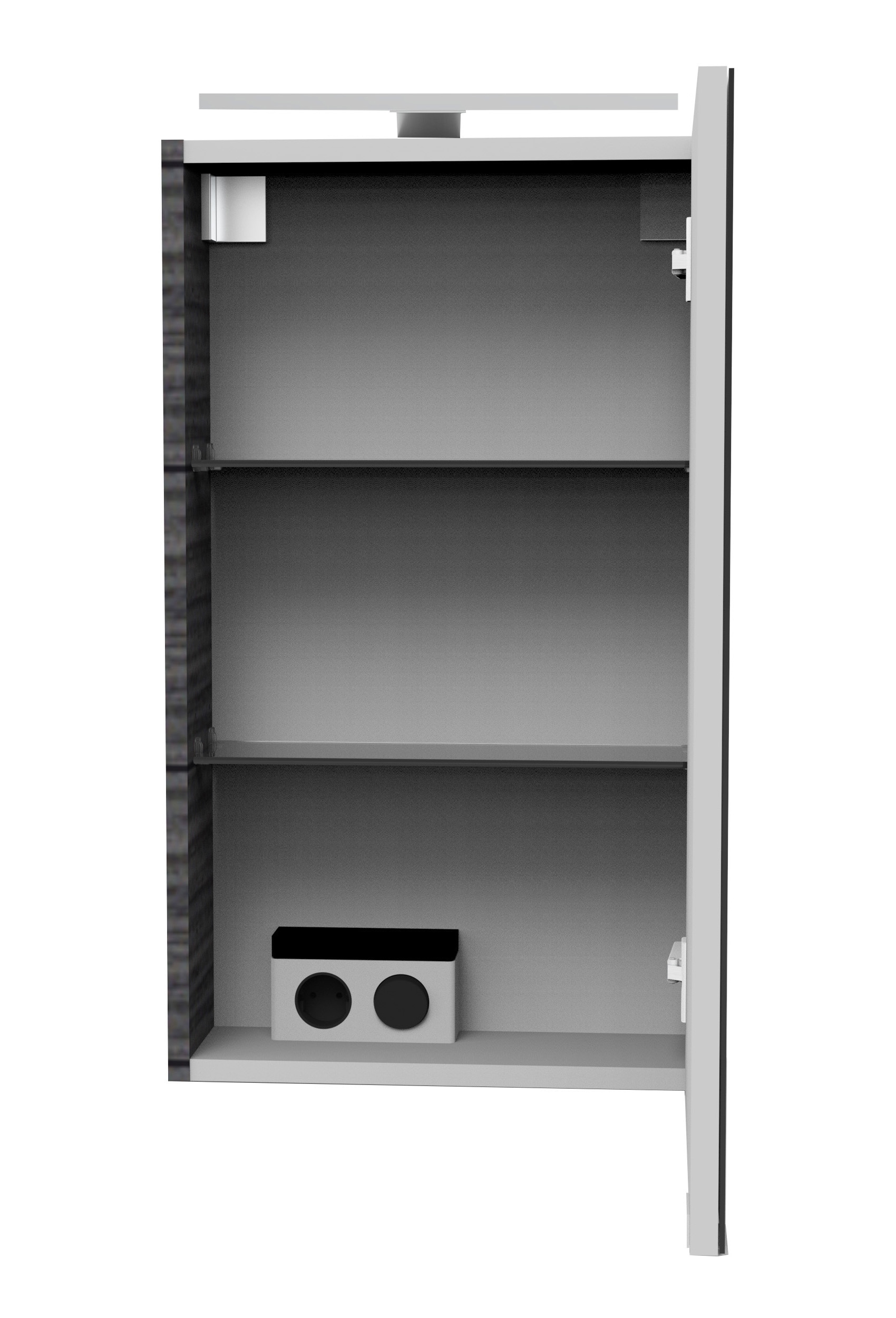 FACKELMANN Spiegelschrank »SBC« Spiegelschrank mit LED-Aufsatzleuchte,  Aufsatzleuchte, Schalter und Steckdose, Breite 40cm, Anschlag rechts