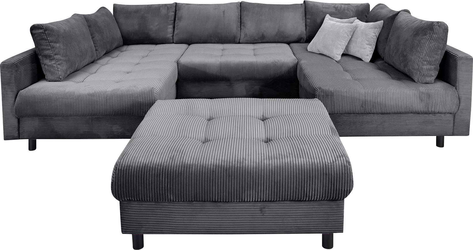 COLLECTION AB Wohnlandschaft »Toni U-Form, B: 298 cm« mit Hocker & 3 Zierki günstig online kaufen