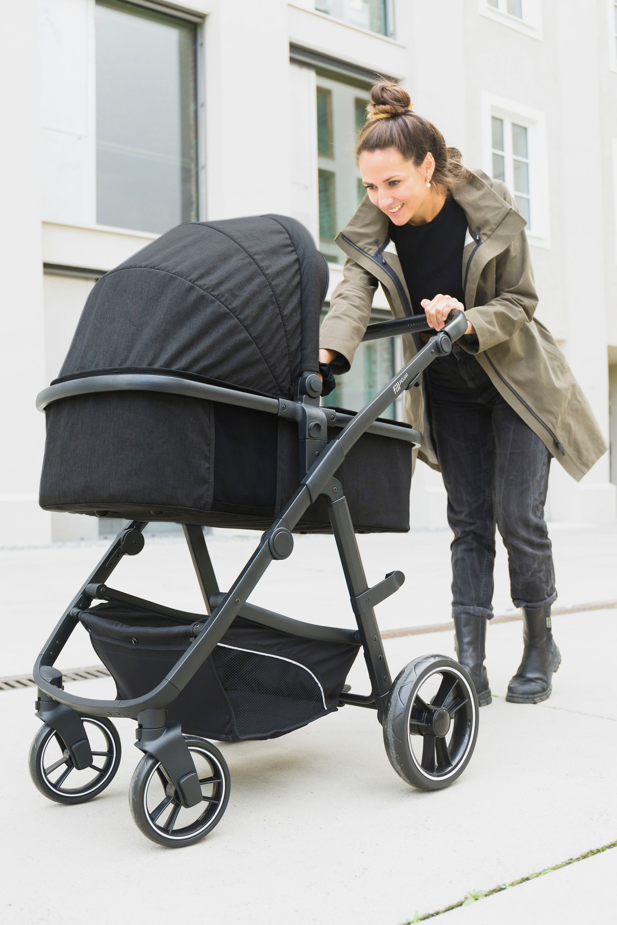 Fillikid Kombi-Kinderwagen »Jaguar, dunkelgrau melange«, 22 kg