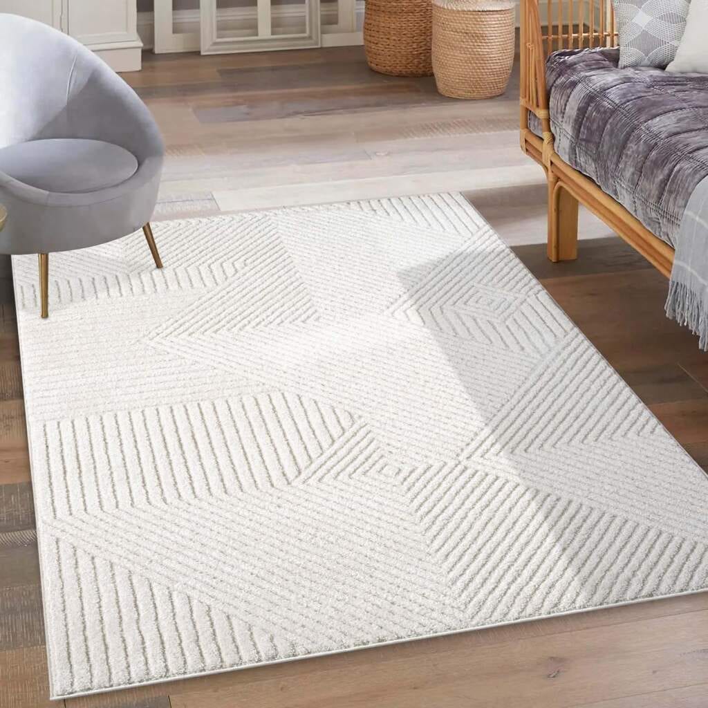 Carpet City Teppich »LOUNGE 0632«, rechteckig, 15 mm Höhe, Kurzflor-Teppich Modern, Hoch-Tief-Struktur, Wohnzimmer, Schlafzimmer
