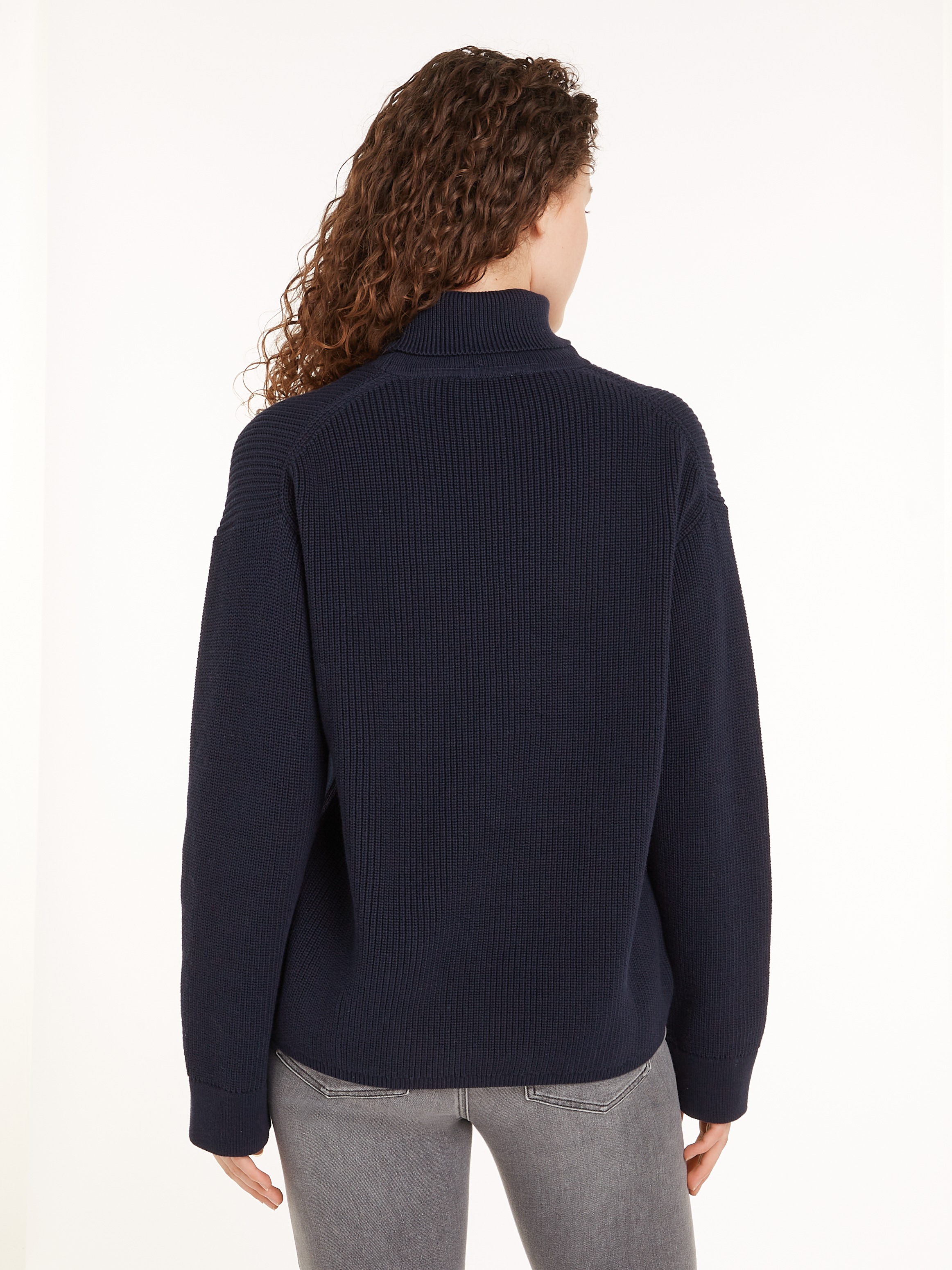Tommy Hilfiger Strickpullover »CO CARDI STITCH ROLL-NK SWEATER«, mit Rollkragen
