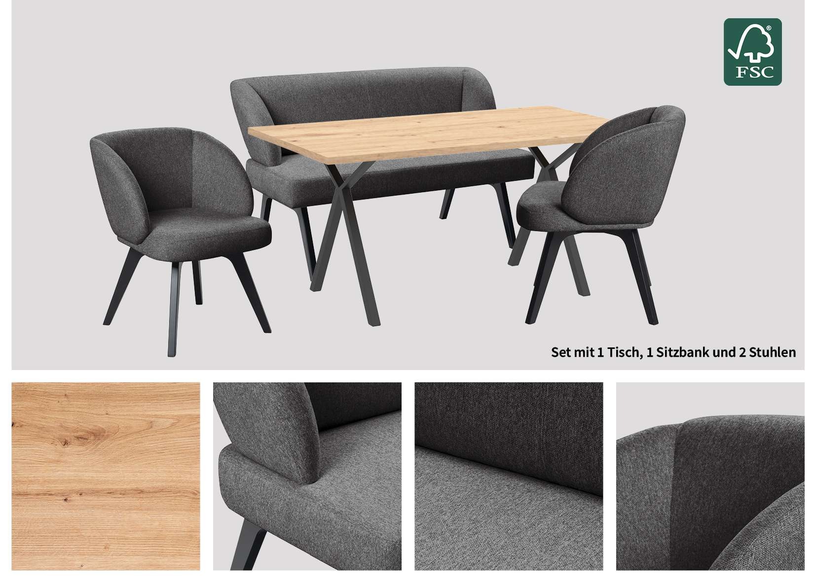 Home affaire Essgruppe »Aretha Esstischbank, Sitzgruppe, Küchenbank, Polste günstig online kaufen