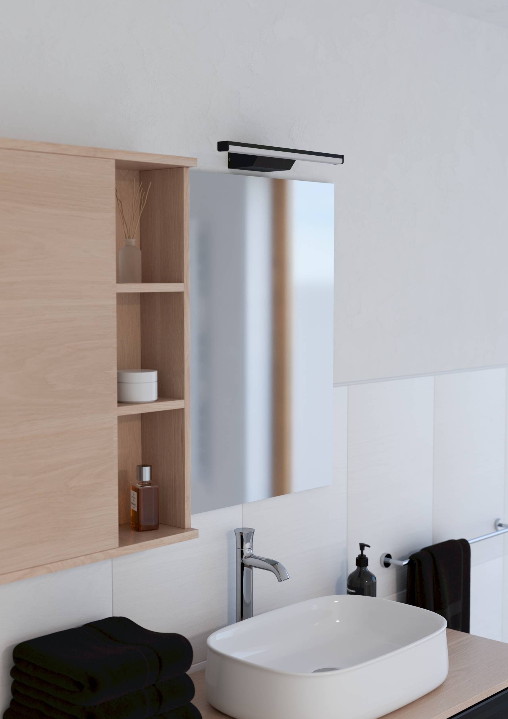 EGLO Spiegelleuchte »Regello-Z Spiegelleuchte, ZigBee 3.0, Bad Wandlampe, IP44, Lampe« LED-Modul 1 Stk. Kaltweiß | RGB Wand-/Deckenleuchte - L60 x H4 x AL13 cm - schwarz - 12W inkl.