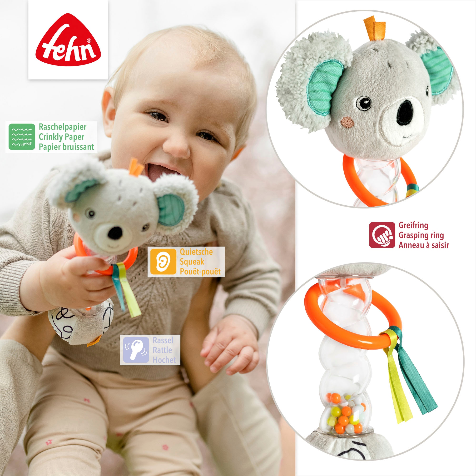 Fehn Greifspielzeug »DoBabyDoo, Rassel, Regenmacher Koala«