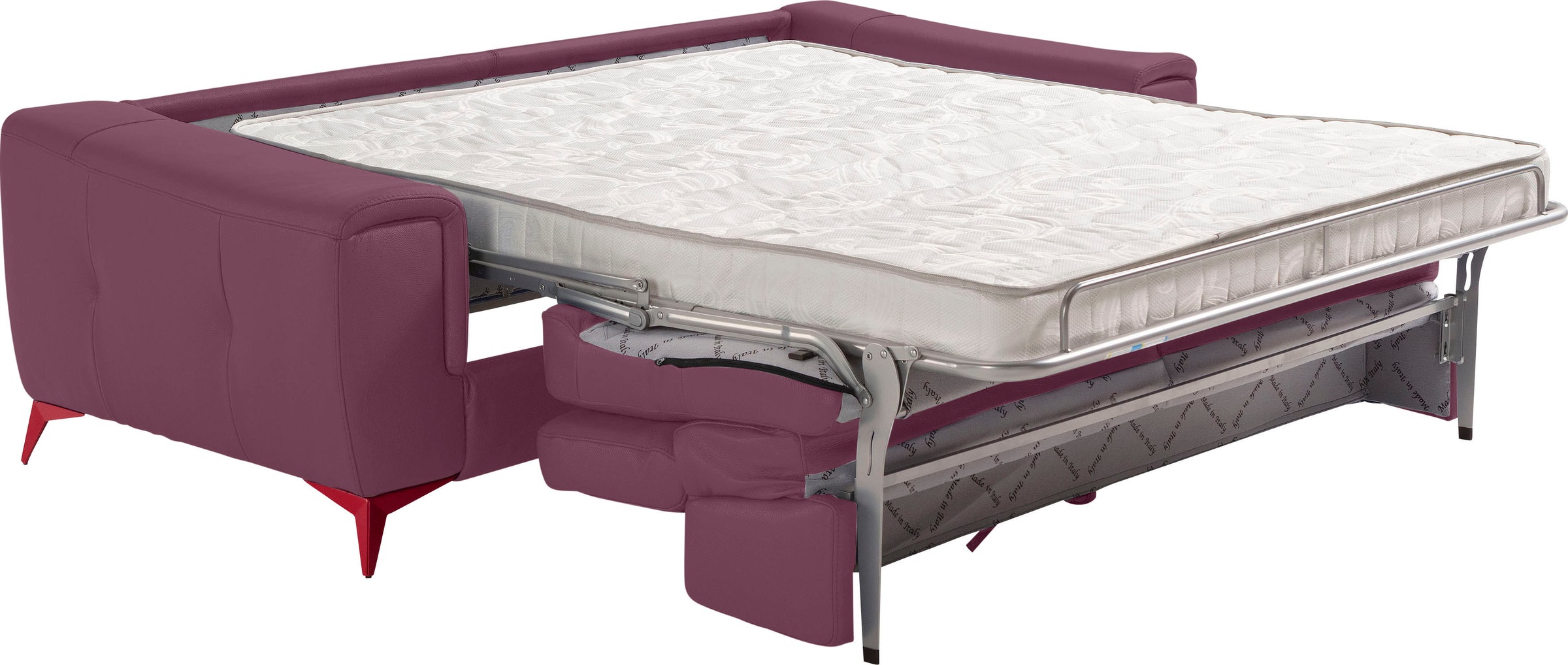 Egoitaliano Schlafsofa »Francine, Designsofa, Loungesofa mit Dauerschlaffunktion, Bettfunktion«, hochwertiger Metallbettrahmen & Matratze, Kopfteil manuell verstellbar