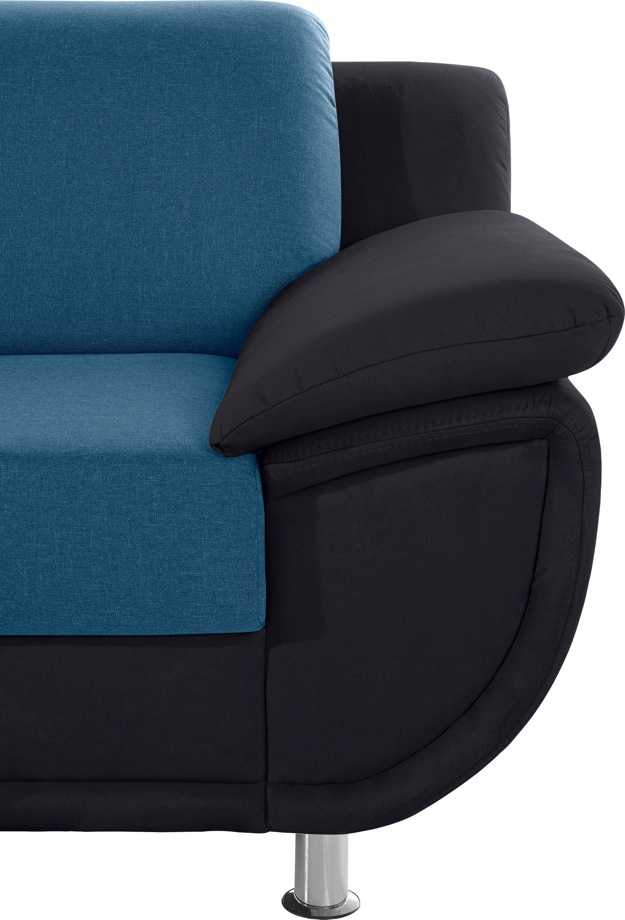 TRENDMANUFAKTUR Ecksofa »Rondo 3, zeitlos und bequem, Materialmix, breite Armlehnen, L-Form« wahlweise mit Federkern für mehr Komfort, wahlweise mit Bettfunktion