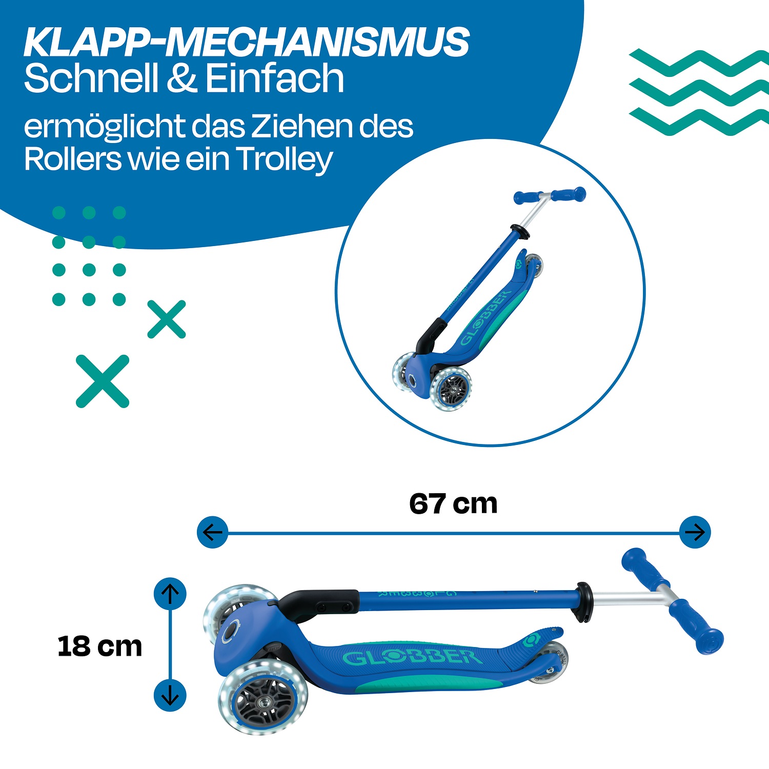 Globber Tretroller »ELITE LIGHTS, mit Leuchtrollen« mit Leuchtrollen