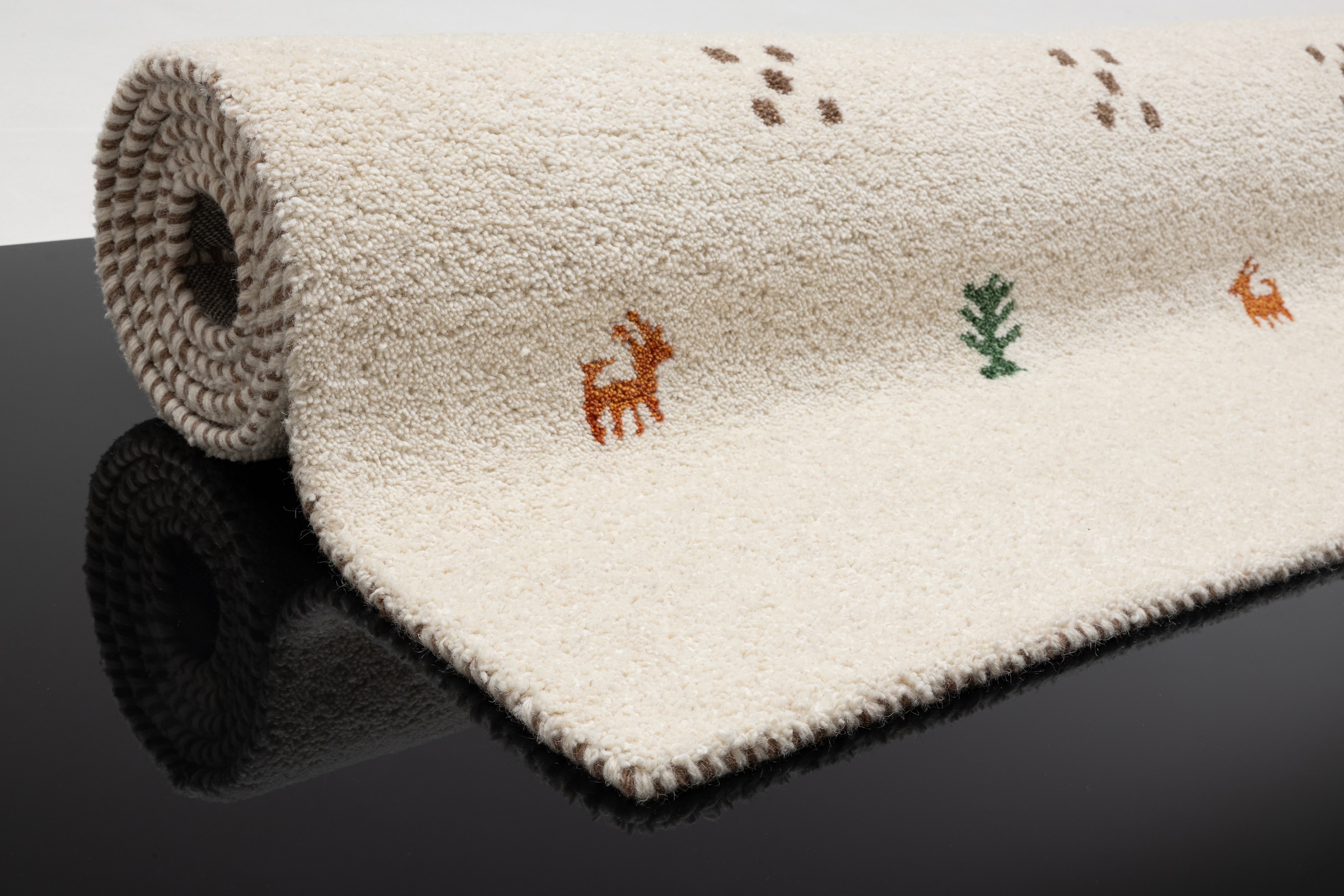 THEKO Wollteppich »Gabbeh Motiv, Handweb Teppich, Tiermotiv, reine Wolle, handgewebt«, rechteckig, 14 mm Höhe, reine Wolle, handgewebt, Wohnzimmer, Schlafzimmer, Esszimmer