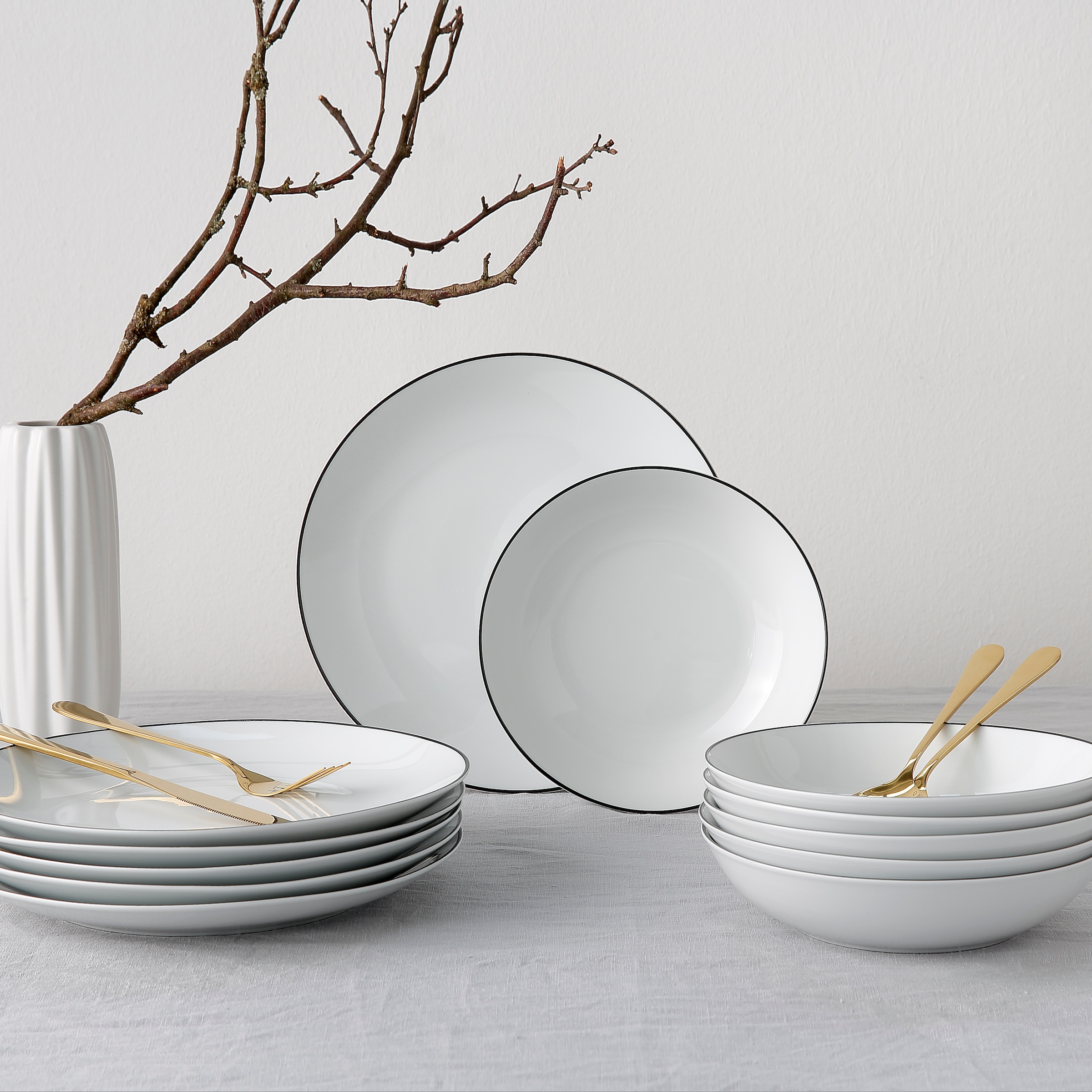 my home Tafelservice »Madeline« Geschirr, trendige Coupeform, handgemalte, günstig online kaufen