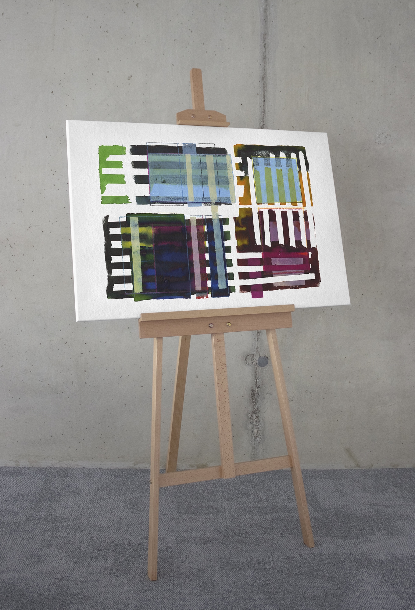Komar Leinwandbild »Grids & Stripes - Größe 60 x 90 cm«, Natur, (1 St.), Keilrahmenbild mi Echtholzrahmen