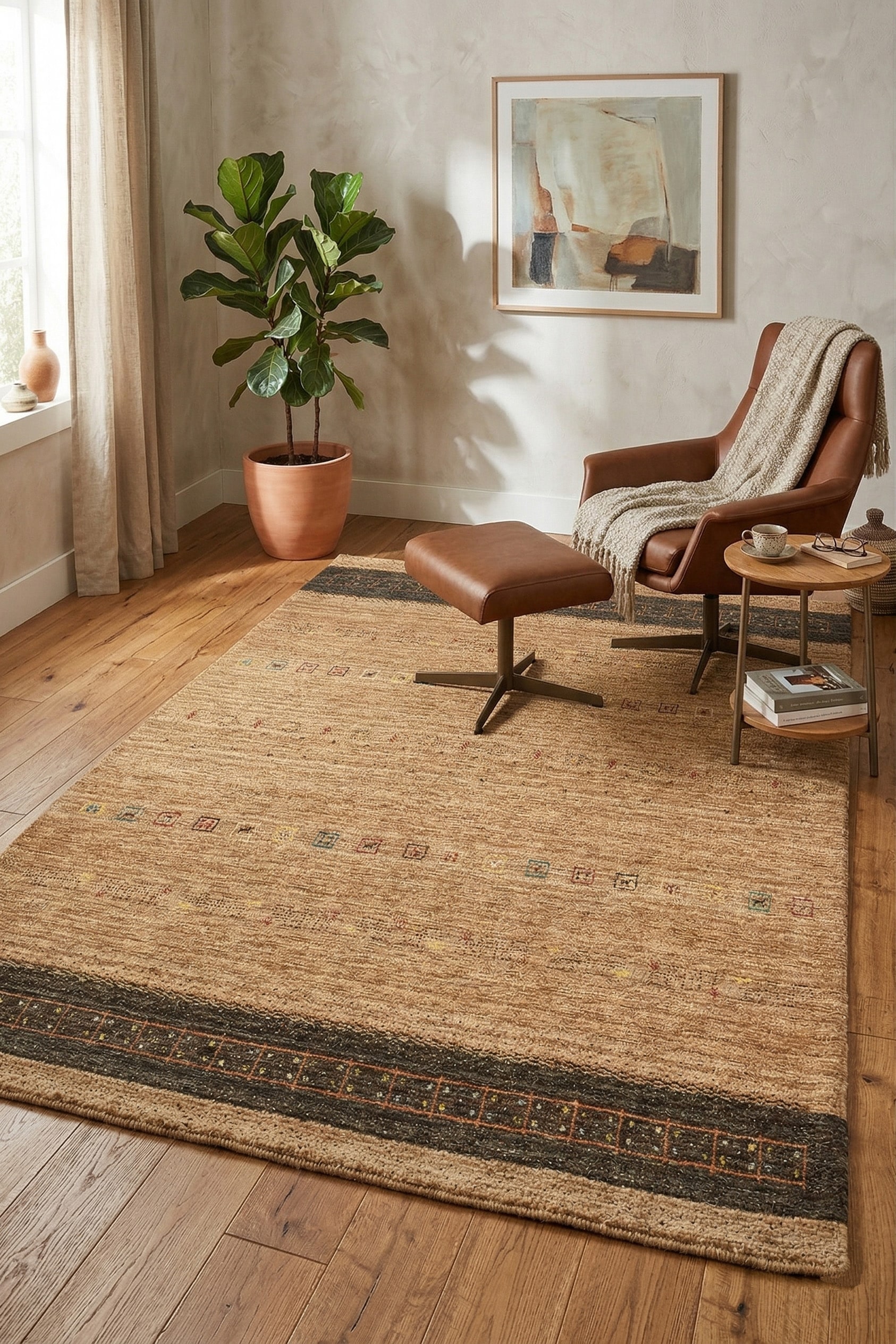 THEKO Wollteppich »Lori Star Gold« rechteckig 12 mm Höhe reine Wolle, handgewebt, ideal im Wohnzimmer & Schlafzimmer