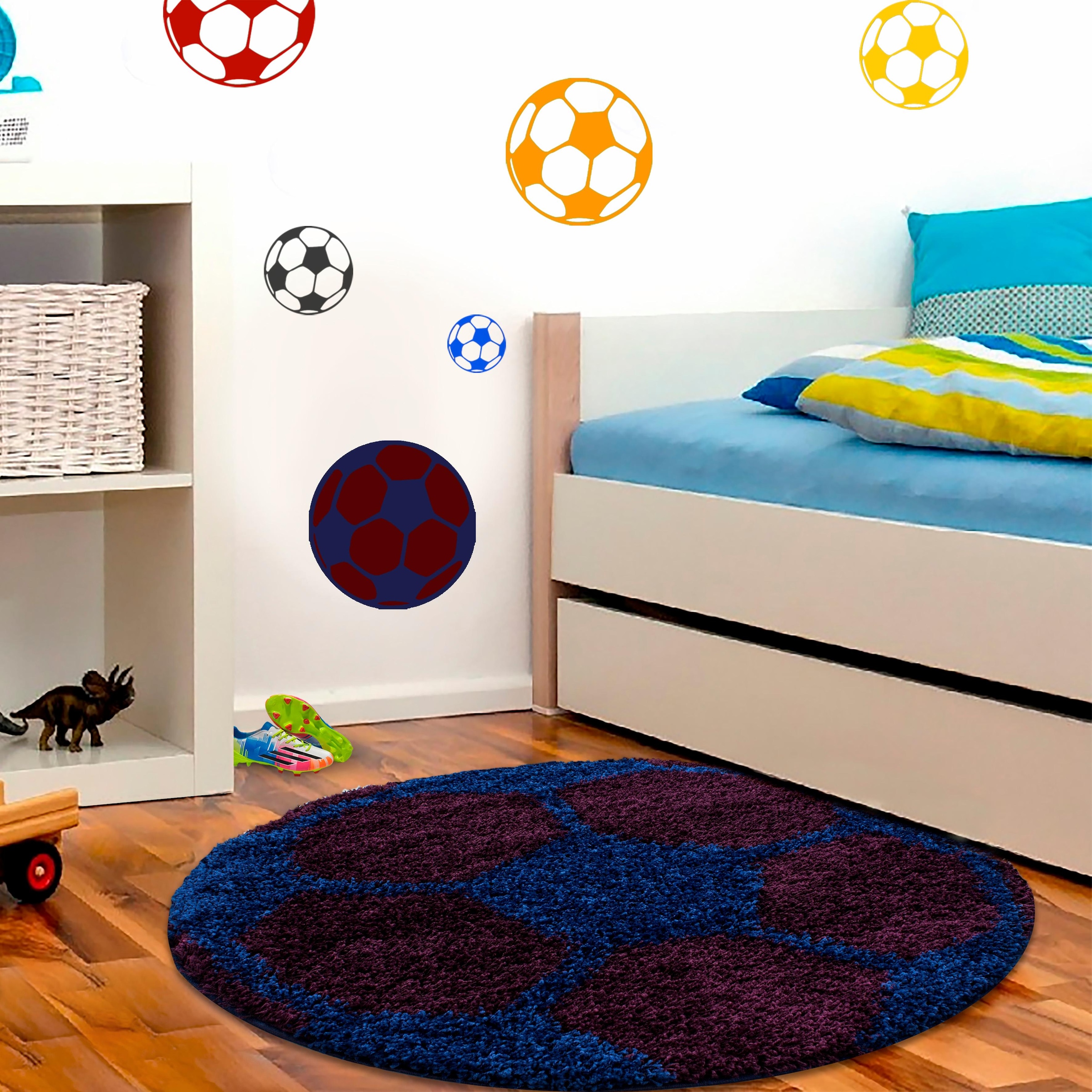 Ayyildiz Teppiche Kinderteppich »Fun 6001«, rund, 30 mm Höhe, Fußball Desig günstig online kaufen