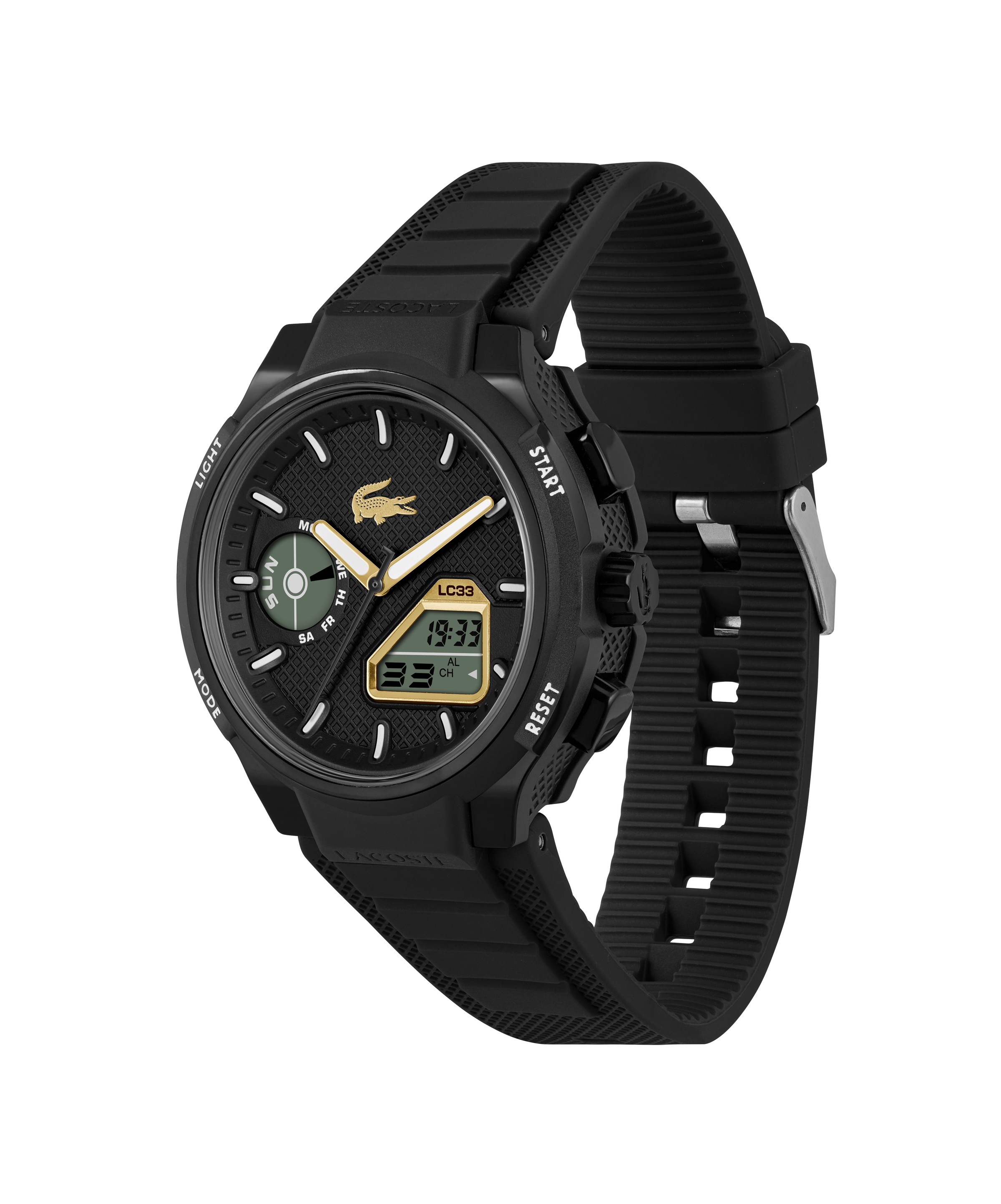 Lacoste Chronograph »LC33«, Quarzuhr, Armbanduhr, Herrenuhr, Silikonarmband, analog, digital, Tag