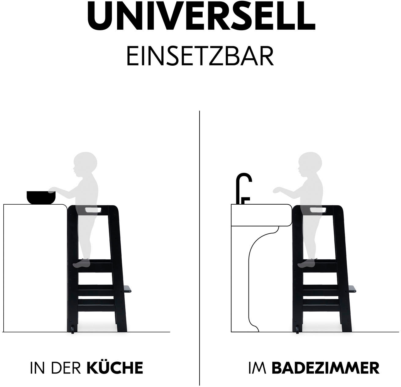 Hauck Stehhilfe »Lernturm Learn N Explore, Black«, FSC® - schützt Wald - weltweit