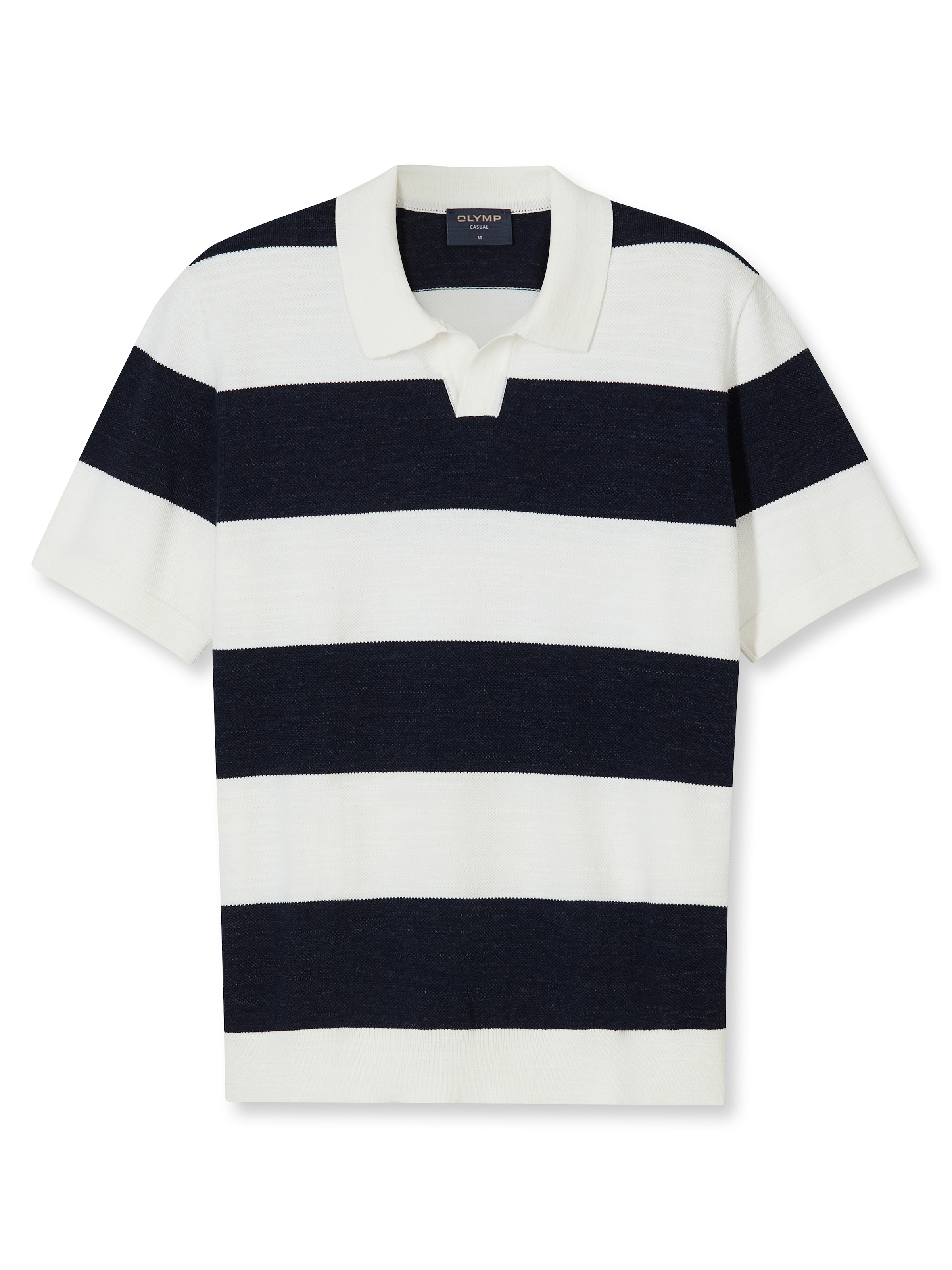 OLYMP Kurzarmshirt mit Block-Streifen und im Strick-Look